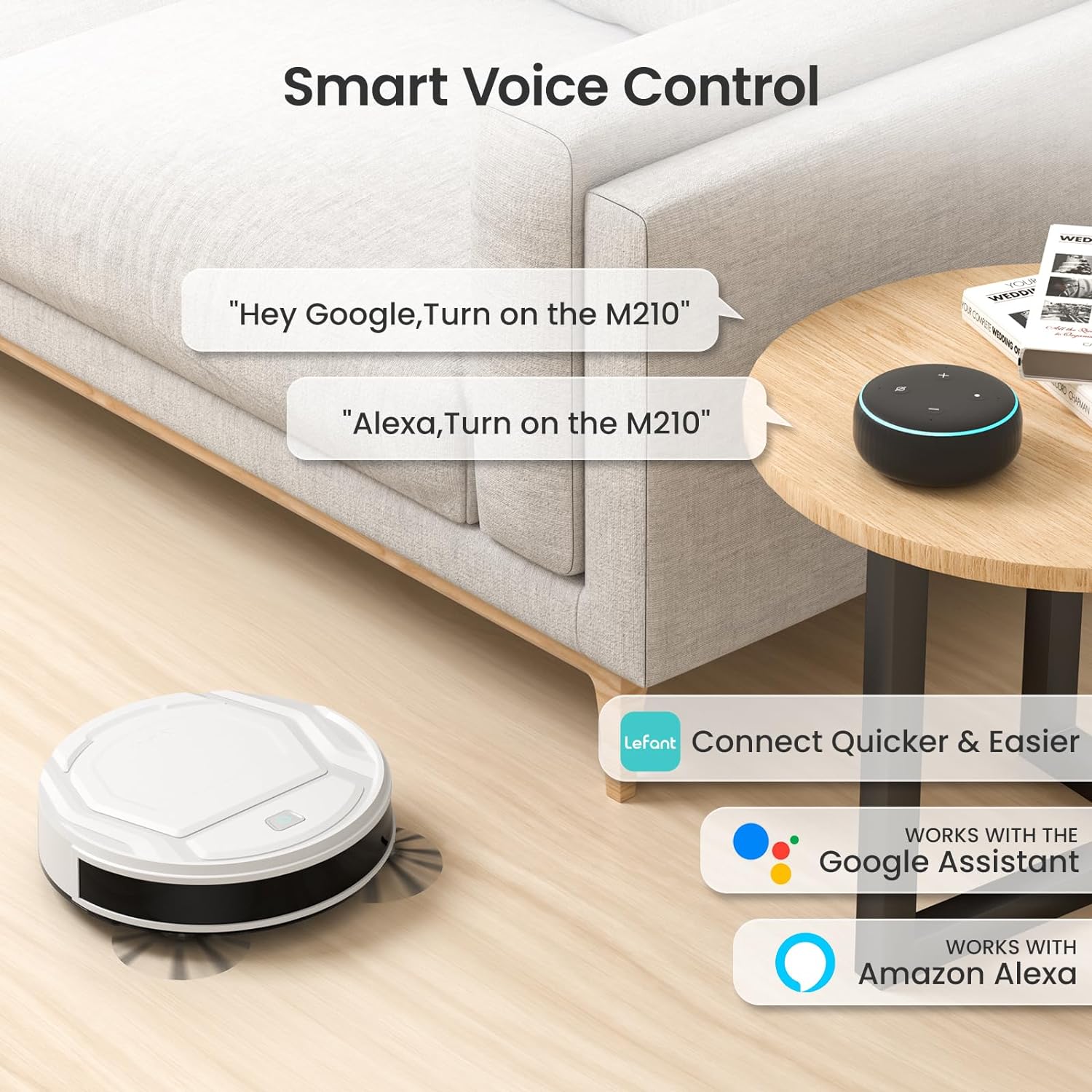 Lefant M210P Robot Vacuum Cleaner, Scheduled Cleaning, Automatic Self-Charging,Deal for Pet Hair,White