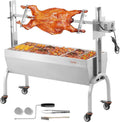 VEVOR Rotisserie Grill, BBQ Whole Pig Lamb Goat Charcoal Spit Grill, 46 Inch 132 Lbs Capacity, Electric 52W Motor Stainless Steel Rotisserie Roaster with Lockable Wheels, for Camping Outdoor