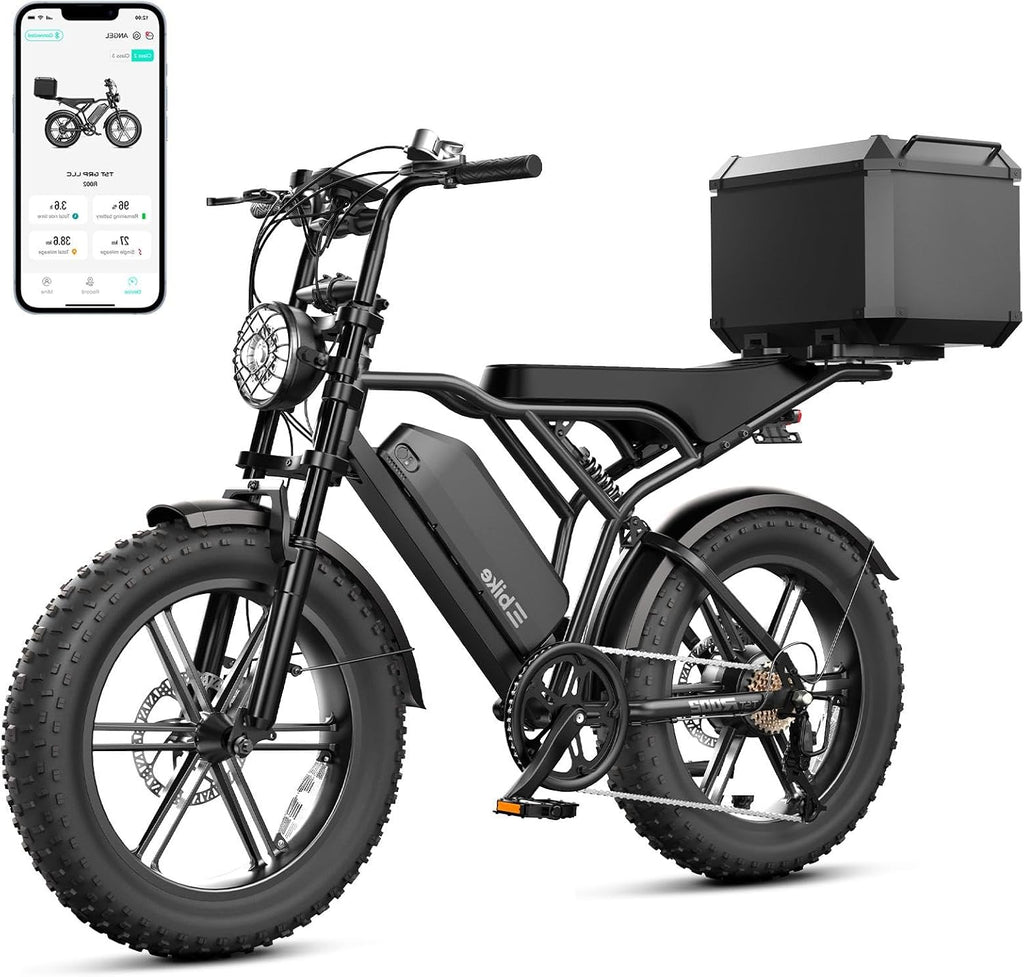 TST Electric Bike for Adults, 1500W Peak Motor 60 Miles Fat Tire Ebike with 48V 15Ah Removable Battery 20' Fat Tire Electric Bike, Full Suspension and 7-Speed