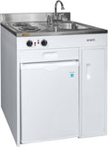 Avanti CK3016 Energy Star Certified Full Compact Kitchen, Built in Kitchenette Stainless Steel Counter, Two Element Cooking Range, Refrigerator & Storage, 30-Inch, White