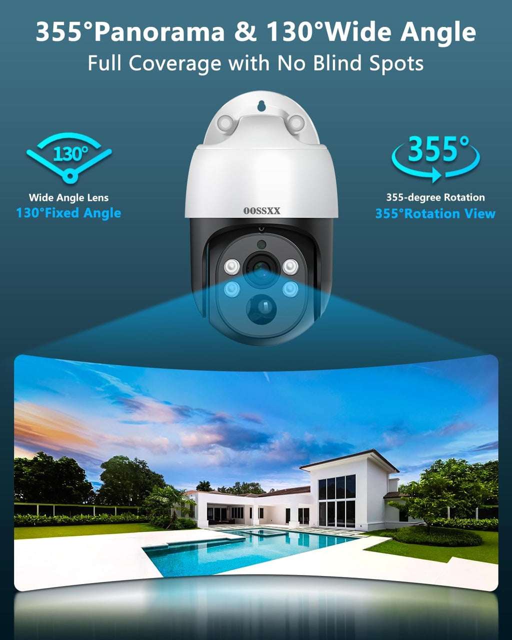 OOSSXX (2026 New) 4K PoE PTZ Security Camera System with 10'' Monitor, 8CH NVR, 4 Wired Outdoor Cameras, Pan Tilt Auto Tracking, AI Human Detection, Free App, No Monthly Fee, IP65