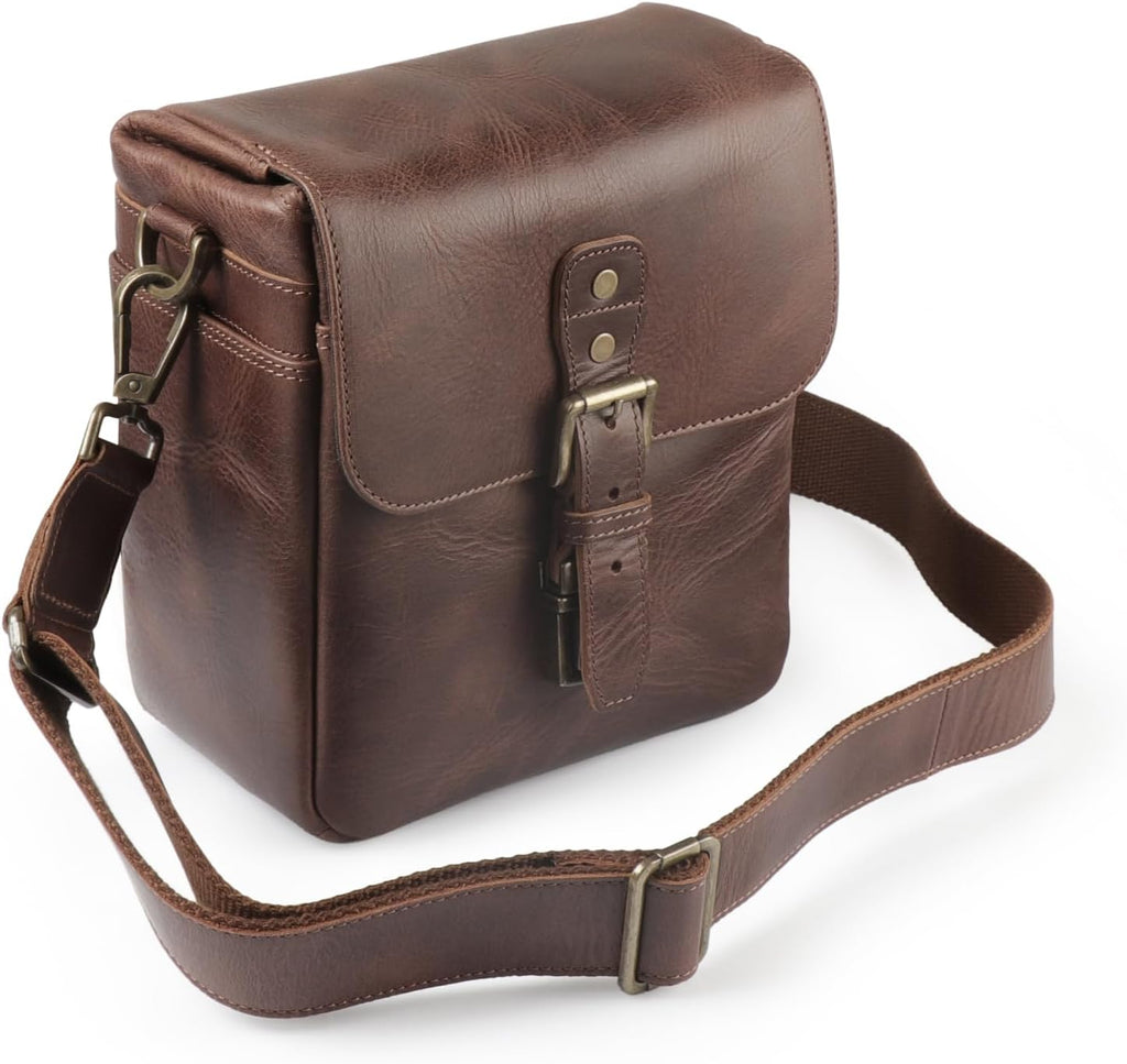 MegaGear Genuine Leather Camera Messenger Bag Mirrorless Portable electronic device cover