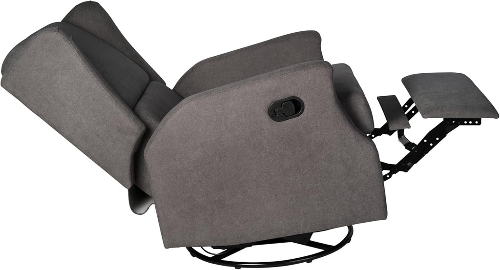 Flash Furniture Omma Swivel Glider Rocking Recliner, Manual Wingback Recliner with 360 Degree Swivel, for Living Room, Bedroom, or Nursery, Upholstered, Dark Gray