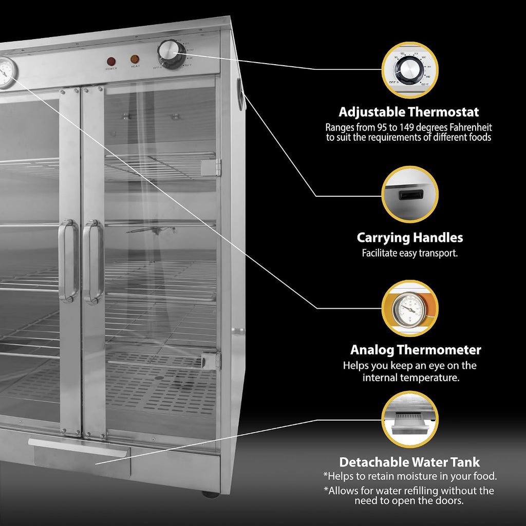 5-Shelf Electric Hot Box Food Warmer, Fits up to (10) 16' Pizza Boxes, Countertop Heated Holding Cabinet for Pretzels, Warming Machine for Home and Commercial Use, w/Water Drawer, 120V 600W
