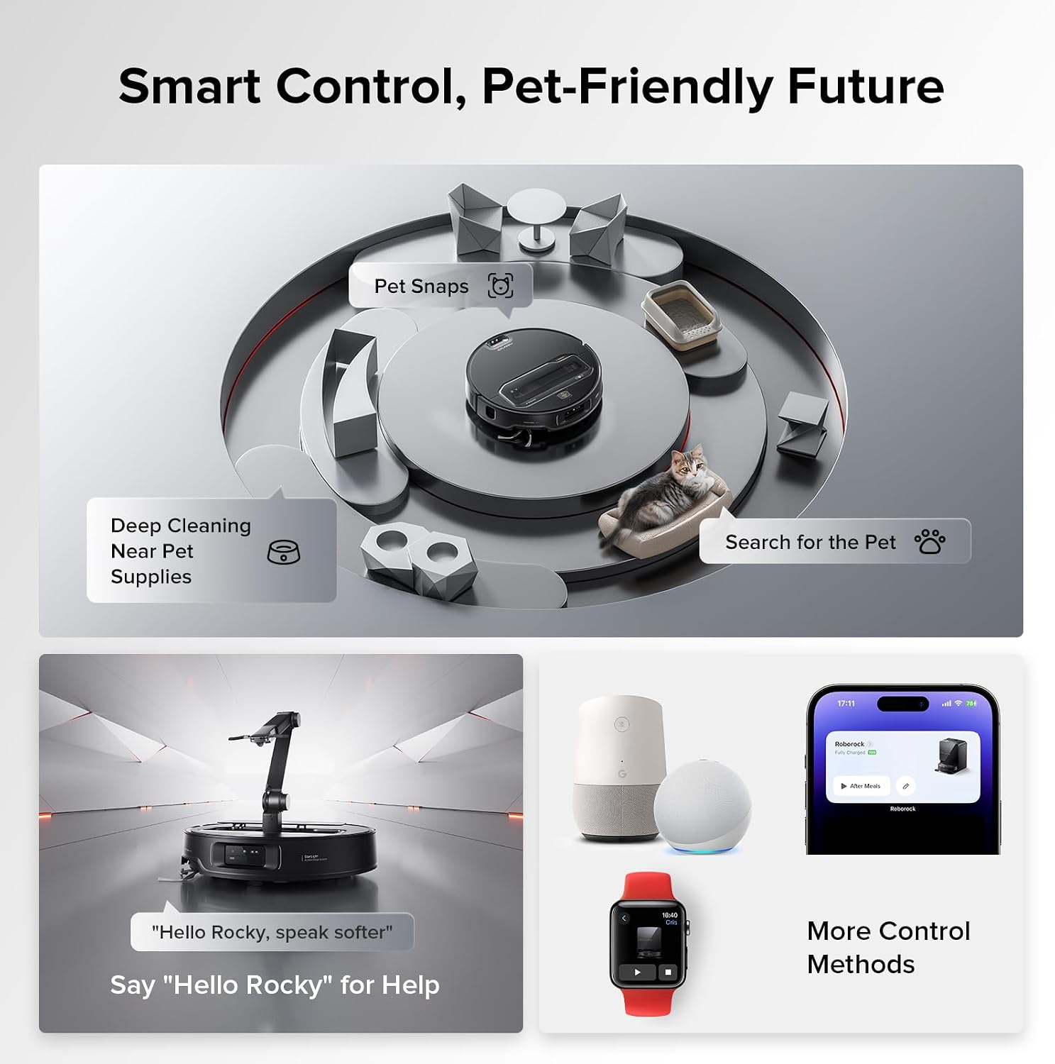 roborock Saros Z70 Robot Vacuum and Mop, OmniGrip Arm, AI-Powered, 22,000Pa Suction, 3.14'' Ultra Slim, FlexiArm Riser Technology, AdaptiLift Chassis, Obstacle Avoidance, Auto Mop Washing & Drying
