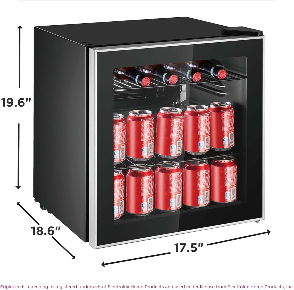Frigidaire 70 Can Beverage Cooler, 1.6 cu ft, Glass Door, Black Sides
