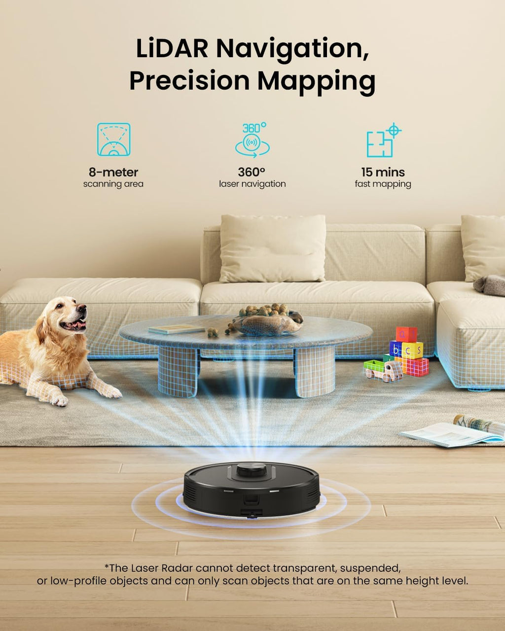 Vexilar Robot Vacuum and Mop with Self-Emptying, 5000Pa Robotic Vacuum with LiDAR Navigation, 60-Day Hands-Free Cleaning, 180 Mins Runtime, Home Mapping,No-Go Zones,Ideal for Pet Hair,Carpet (Large)