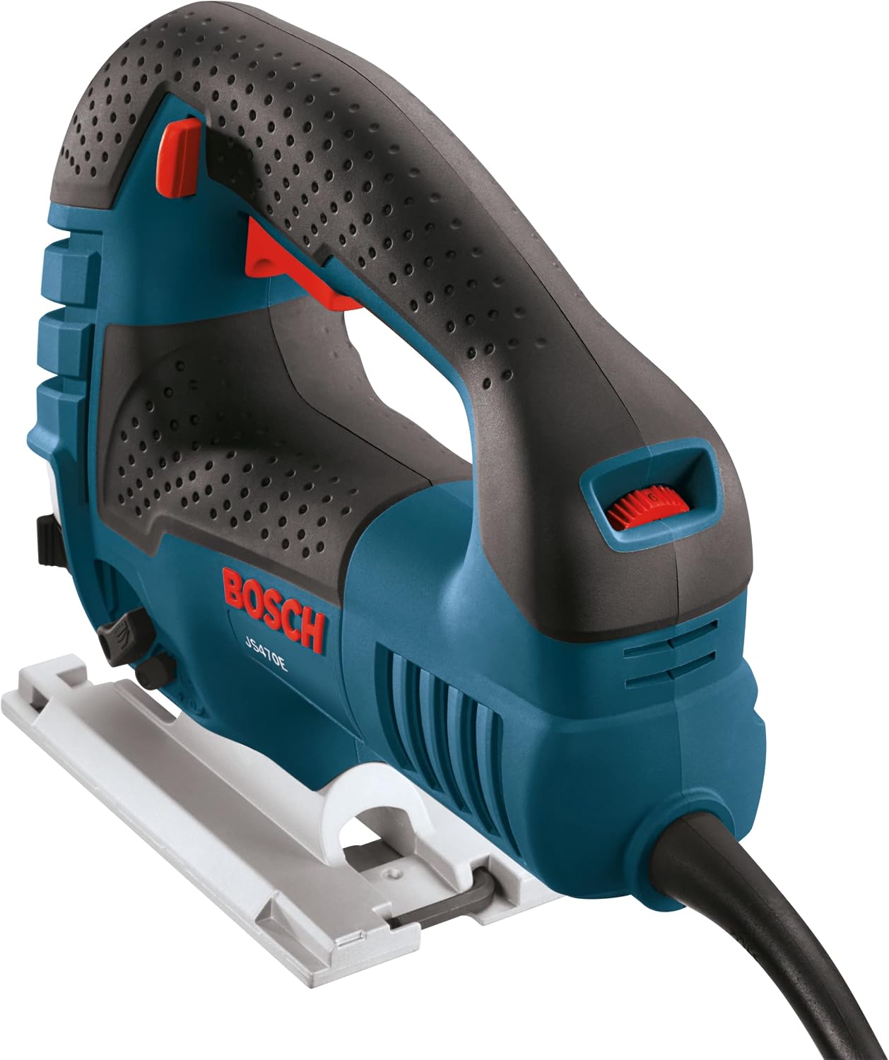 BOSCH Top-Handle Jig Saw 7.0 Amp, 3,100 SPM, 45 Degree Beveled Cuts, Variable-Speed Control, Ergonomic Design, Corded (JS470E)