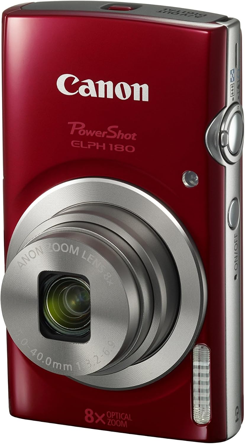 Canon PowerShot ELPH 180 Digital Camera w/Image Stabilization and Smart AUTO Mode (Red) (Renewed)