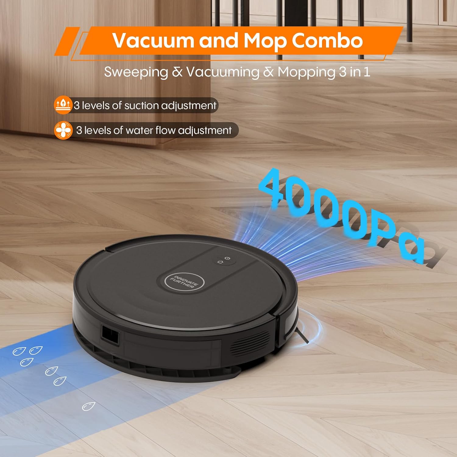 Robot Vacuum and Mop 5500Pa Suction 3 in 1 Robot Vacuum Cleaner with WiFi/App/Voice, Smart Robotic Vacuums with Schedule, Self-Charging Ideal for Hard Floor, Low Pile Carpet, Pet Hair 2026 New Version