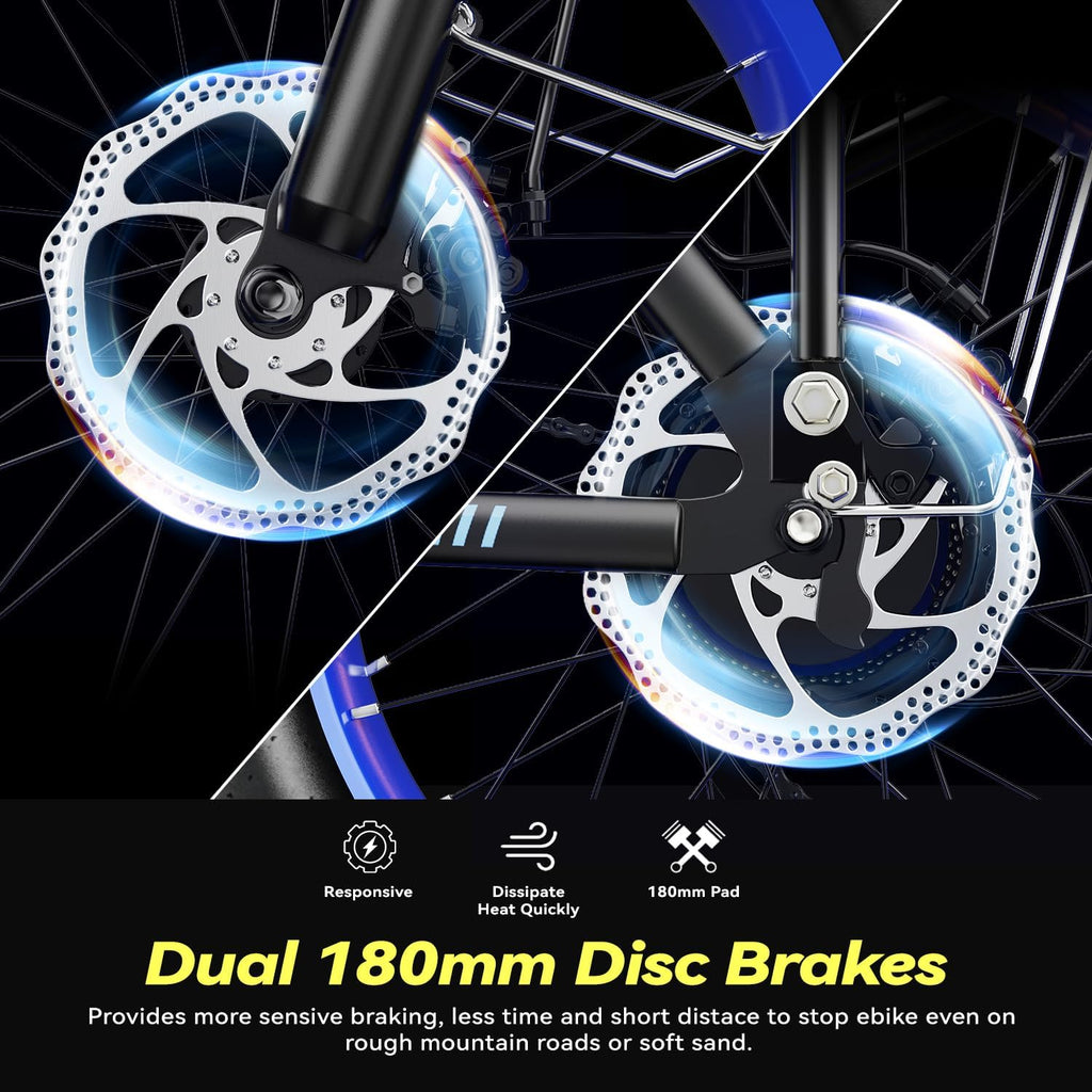 Foldable Electric Bike for Adults, 30+MPH, 48V 20Ah Removable Battery up to 80Miles, 20' Fat Tire Peak 1000W Motor Dirt Ebike Adult Electric Bicycle for City Commute Beach Mountain Adventurous E Bike