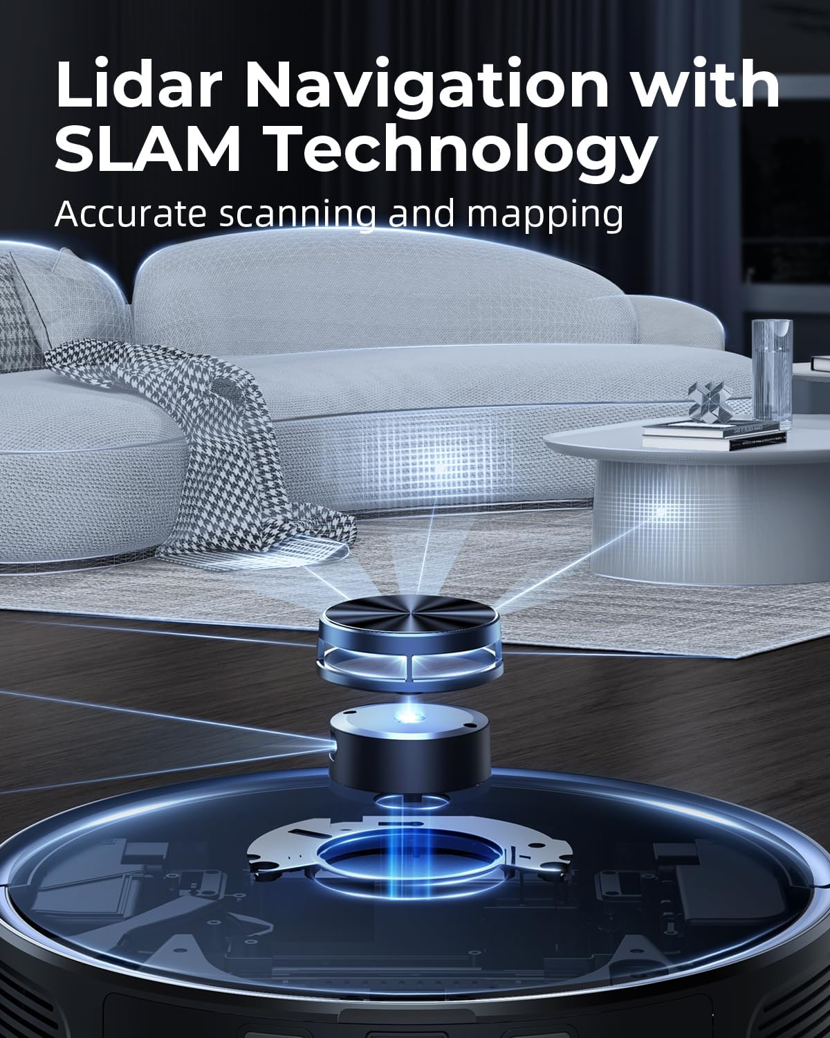 Laresar Clean Robot Vacuum and Mop Combo, 3500Pa Robotic Vacuum with 3.5L Self Emptying Station, 250 mins Runtime, LIDAR Navigation, WiFi/APP/Alexa Control, Ideal for Pet Hair, Carpet and Hard Floor