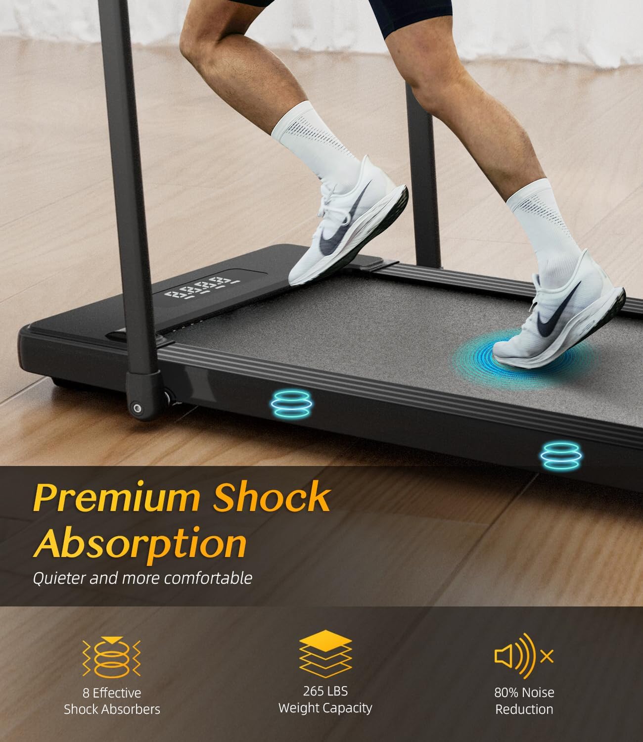 Bifanuo 2 in 1 Folding Treadmill, Smart Walking Running Machine with Bluetooth Audio Speakers, Installation-Free，Under Desk Treadmill for Home/Office Gym Cardio Fitness