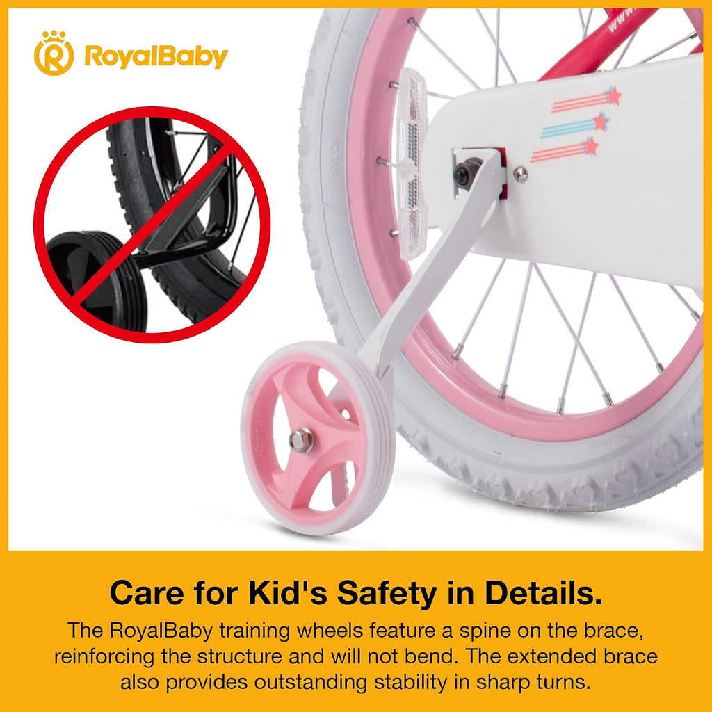 RoyalBaby Girls Bike with Training Wheels, Stargirl Kids Bicycle 12 Inch Toddlers to Big Kids 3-4 Years, Star Pink