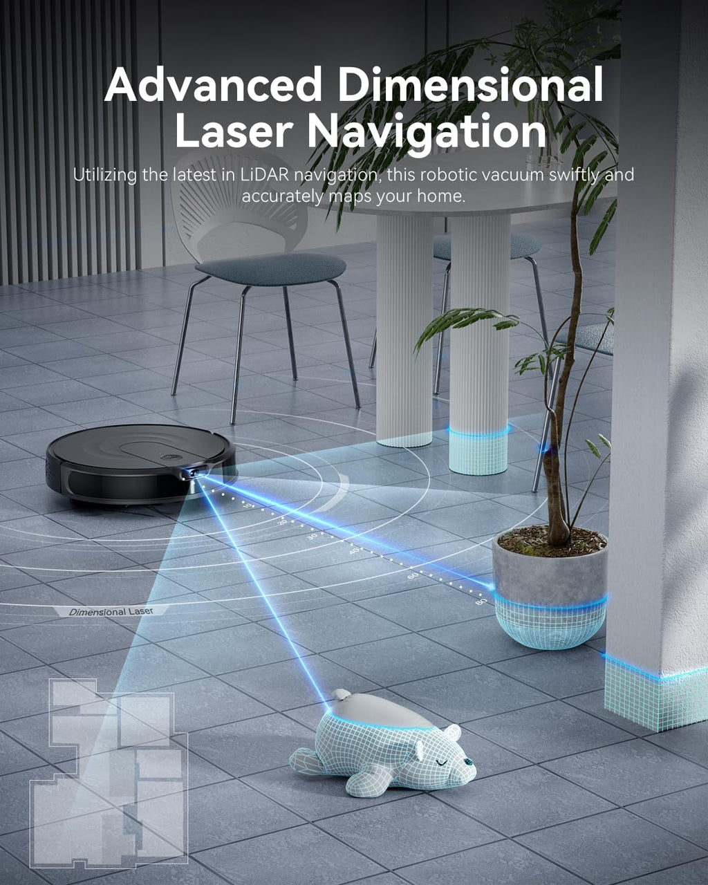 Robot Vacuum and Mop Combo, LiDAR Navigation, 9000Pa Suction Robotic Vacuum Cleaner – Ultra Slim Design, 200 Min Runtime, Auto Recharge, Customizable Cleaning for Pet Hair, Hard Floors