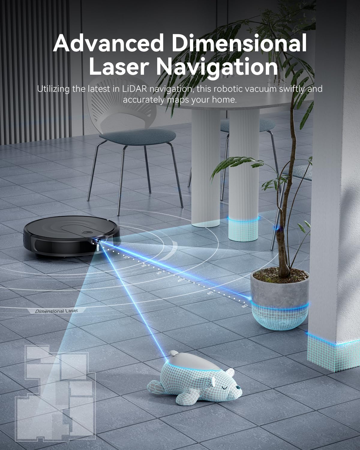 Robot Vacuum and Mop Combo, LiDAR Navigation, 9000Pa Suction Robotic Vacuum Cleaner – Ultra Slim Design, 200 Min Runtime, Auto Recharge, Customizable Cleaning for Pet Hair, Hard Floors