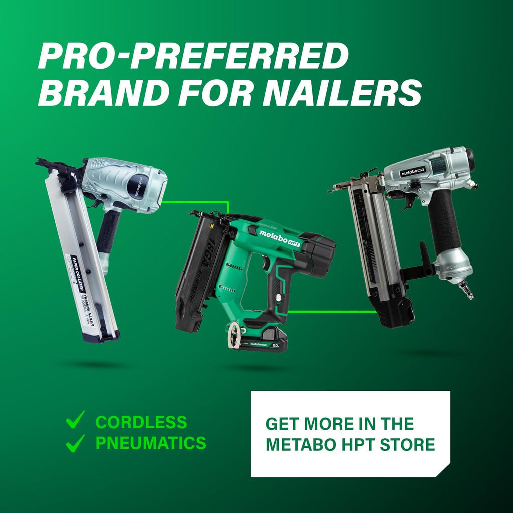 Metabo HPT 18V MultiVolt Brushless Compact Cordless Brad Nailer Kit, 18 Gauge Nailer with Power Tool 2.0Ah Lithium Ion Battery, Drives 5/8' to 2' Brad Nails, NT1850DFT