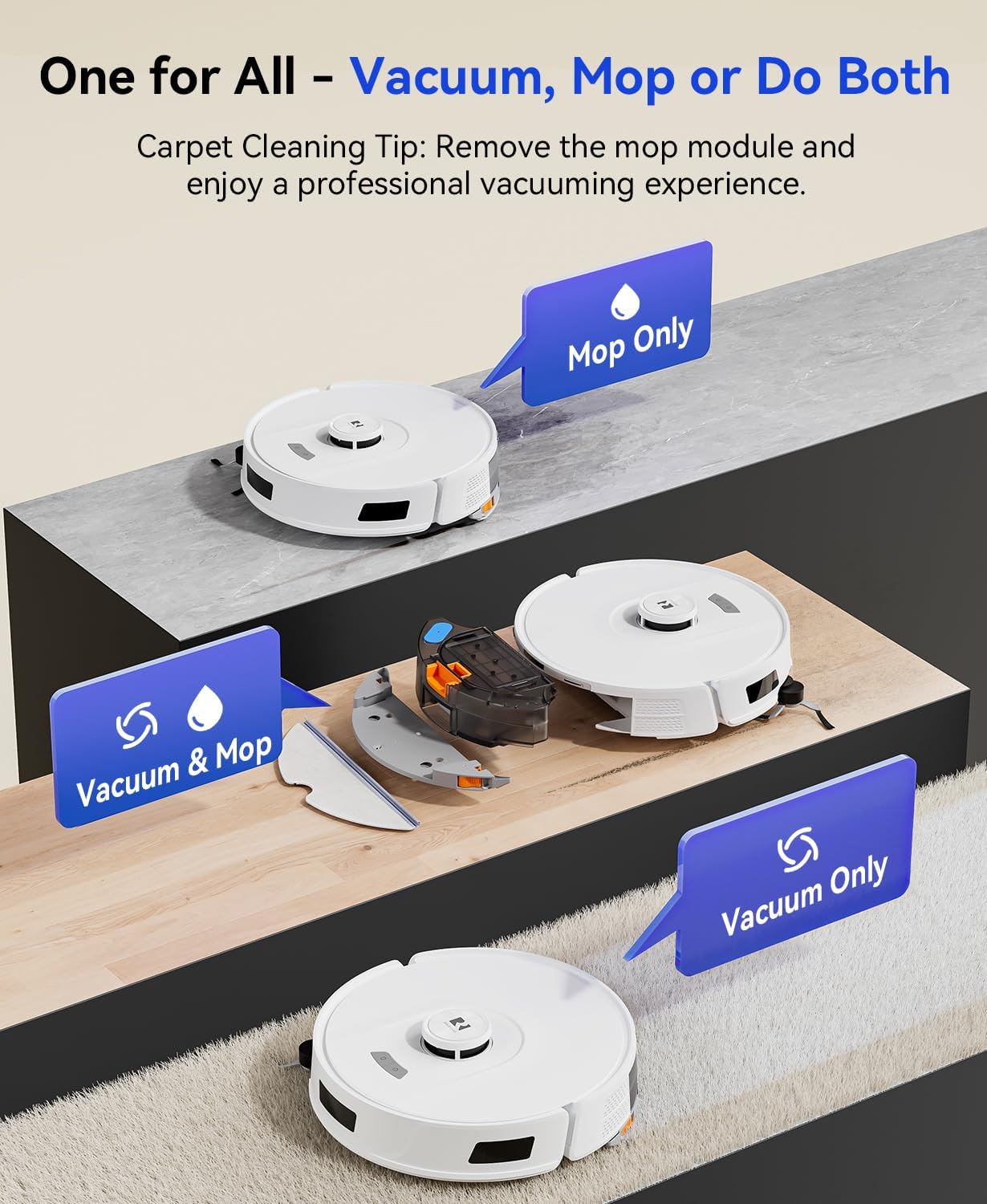 Robot Vacuum Cleaner 20,000 Pa Robot Vacuum and Mop,120 Day Self Emptying Vacuum Robot,Lidar Navigation,5G/2.4GWiFi APP Aspirateur Robot,Self-Charging Robot Vacuums for Pet,Floor,Carpet White