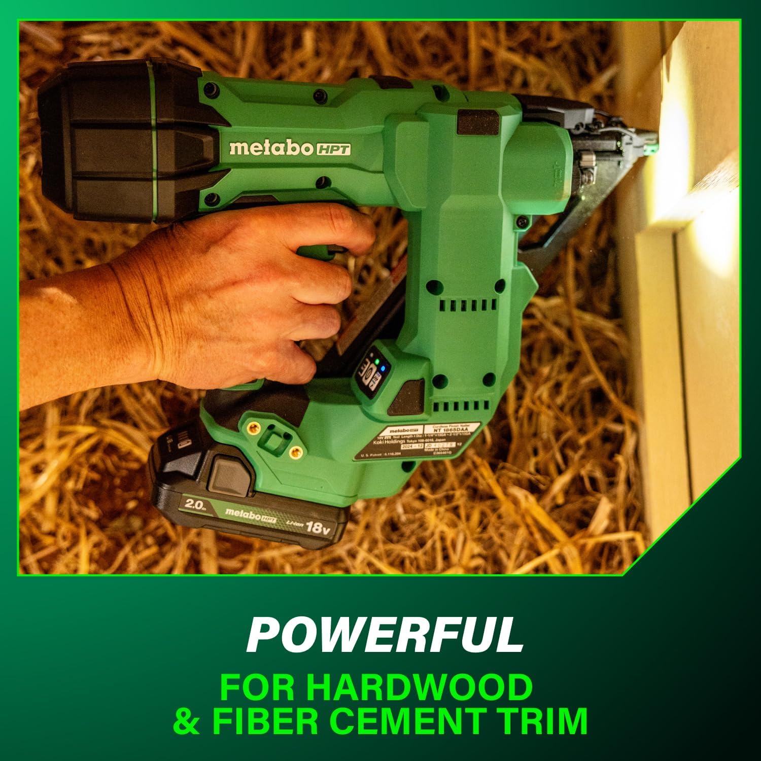 Metabo HPT 18V MultiVolt Brushless Pro 15-GA Angled Finish Nailer Kit, 15 Gauge Finish Nailer, Power Tool with 2.0Ah Lithium Ion Battery, 1-1/4' to 2-1/2' Nails, Powerful Brushless Motor, NT1865DAA