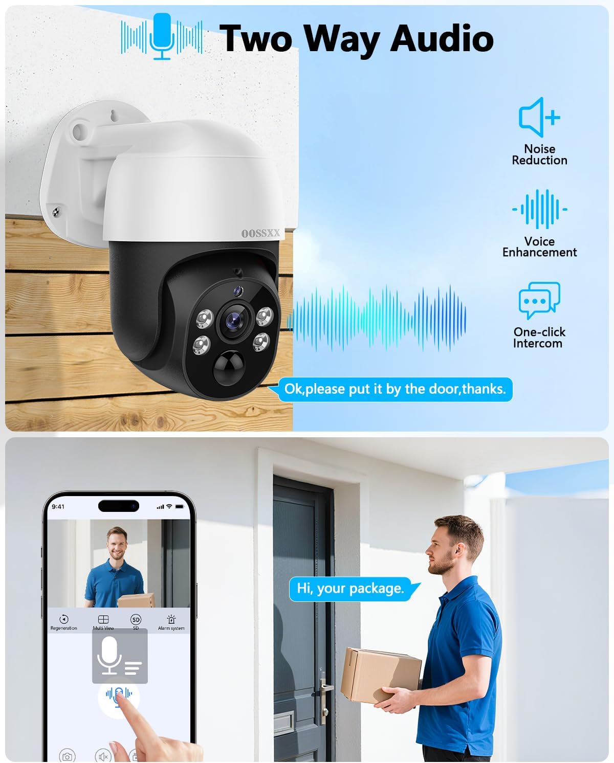 (2026 New) 4K PoE PTZ Security Camera System with 10'' Monitor, 8CH NVR, 6 Wired Outdoor Cameras, Pan Tilt Auto Tracking, AI Human Detection, Free App, No Monthly Fee, IP65