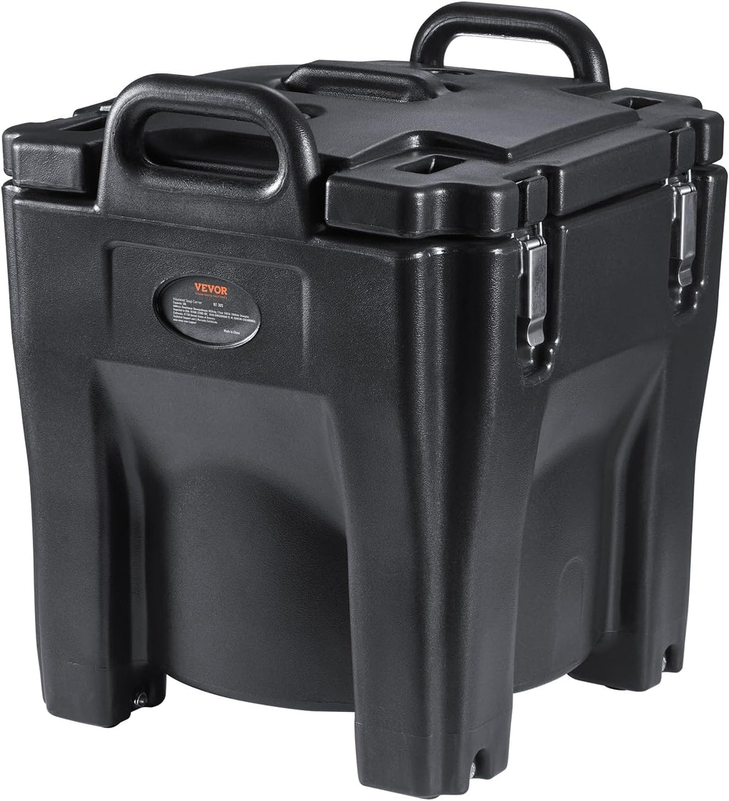 VEVOR Insulated Food Carrier, 32Qt Capacity Stackable Hot Box for Catering w/Stainless Steel Barrel, Top Load LLDPE Food Warmer w/Stationary Base, for Restaurant Canteen, Black