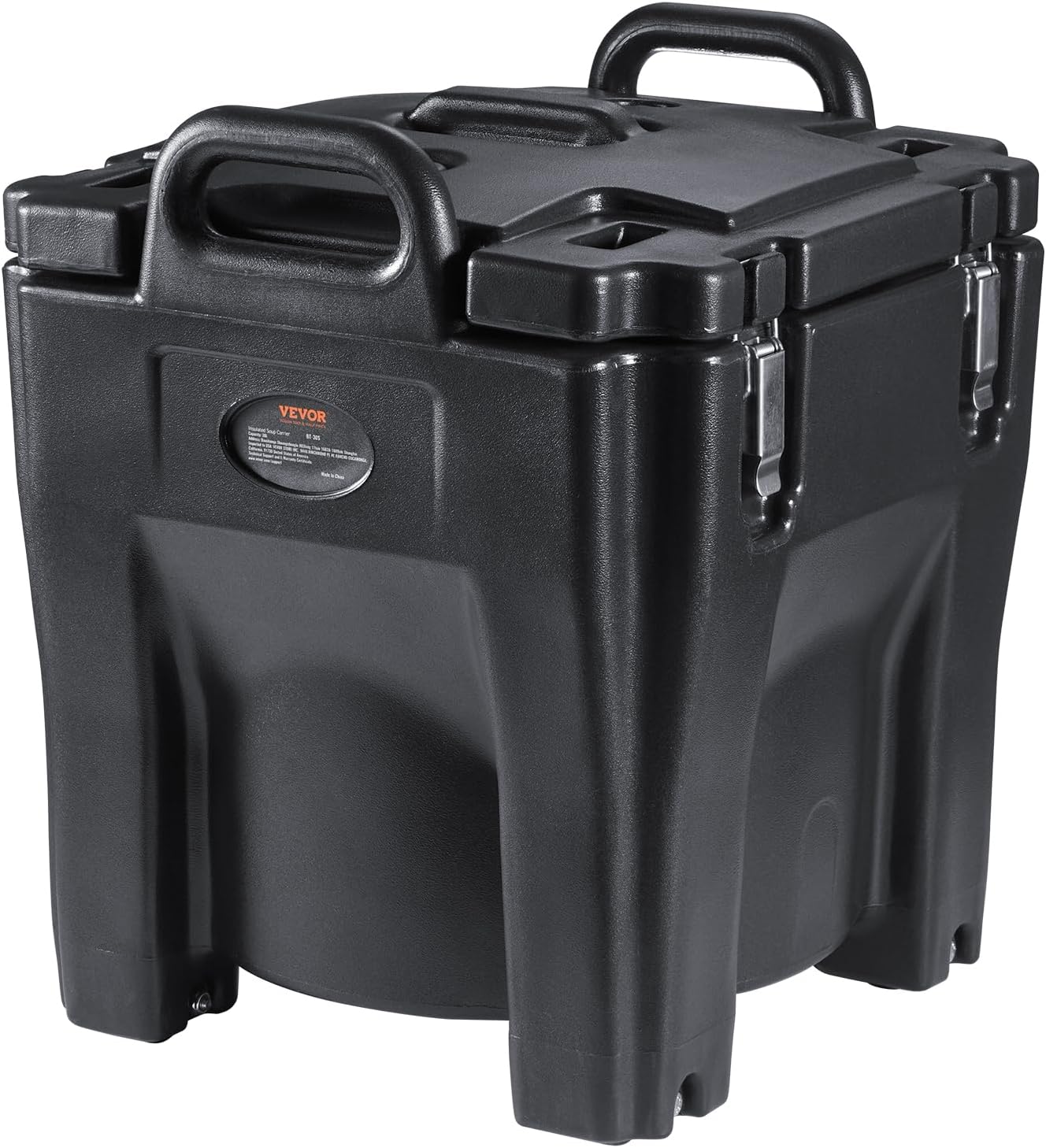 VEVOR Insulated Food Carrier, 32Qt Capacity Stackable Hot Box for Catering w/Stainless Steel Barrel, Top Load LLDPE Food Warmer w/Stationary Base, for Restaurant Canteen, Black