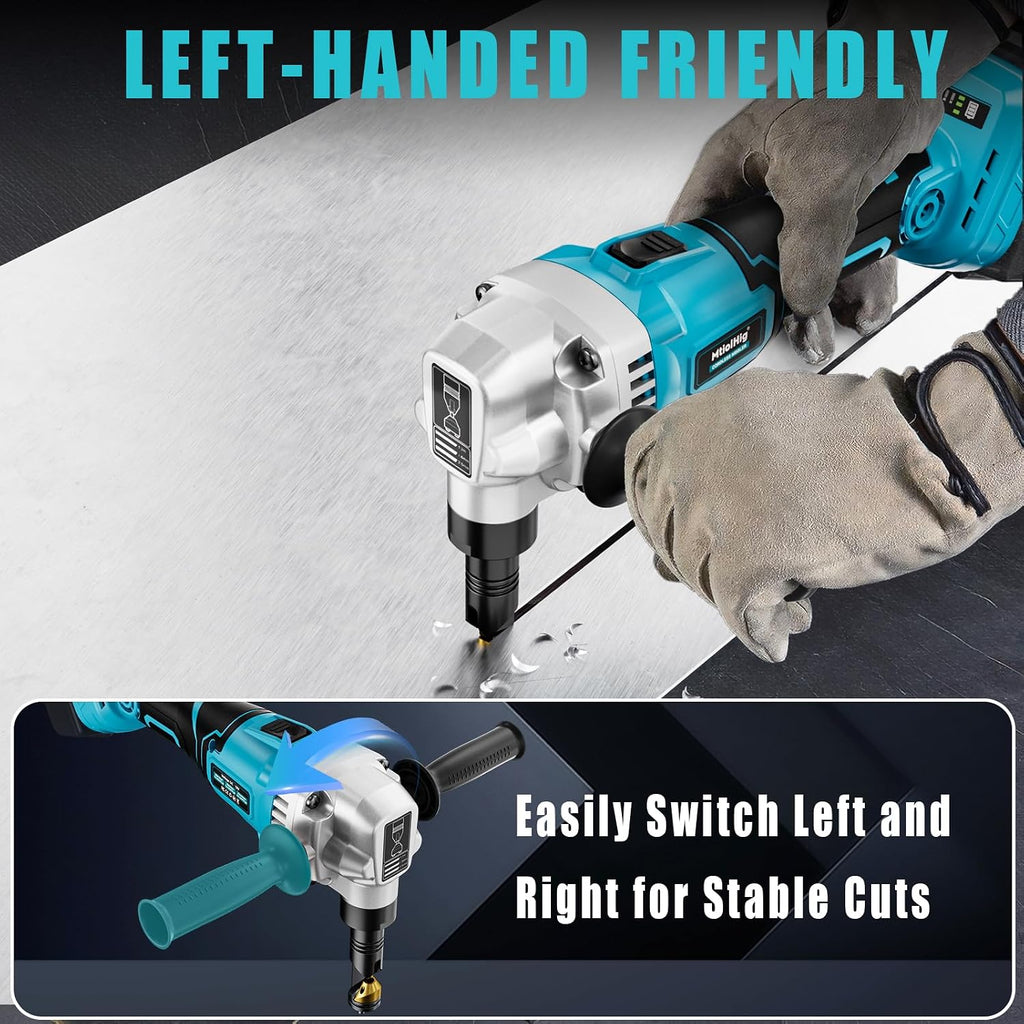 MtiolHig Cordless Metal Nibbler Compatible with Makita 18V Battery, 18-Gauge Electric Nibbler with Assist Handle & 2 Blades, 1900RPM Brushless Metal Cutter for Stainless Steel, No Battery