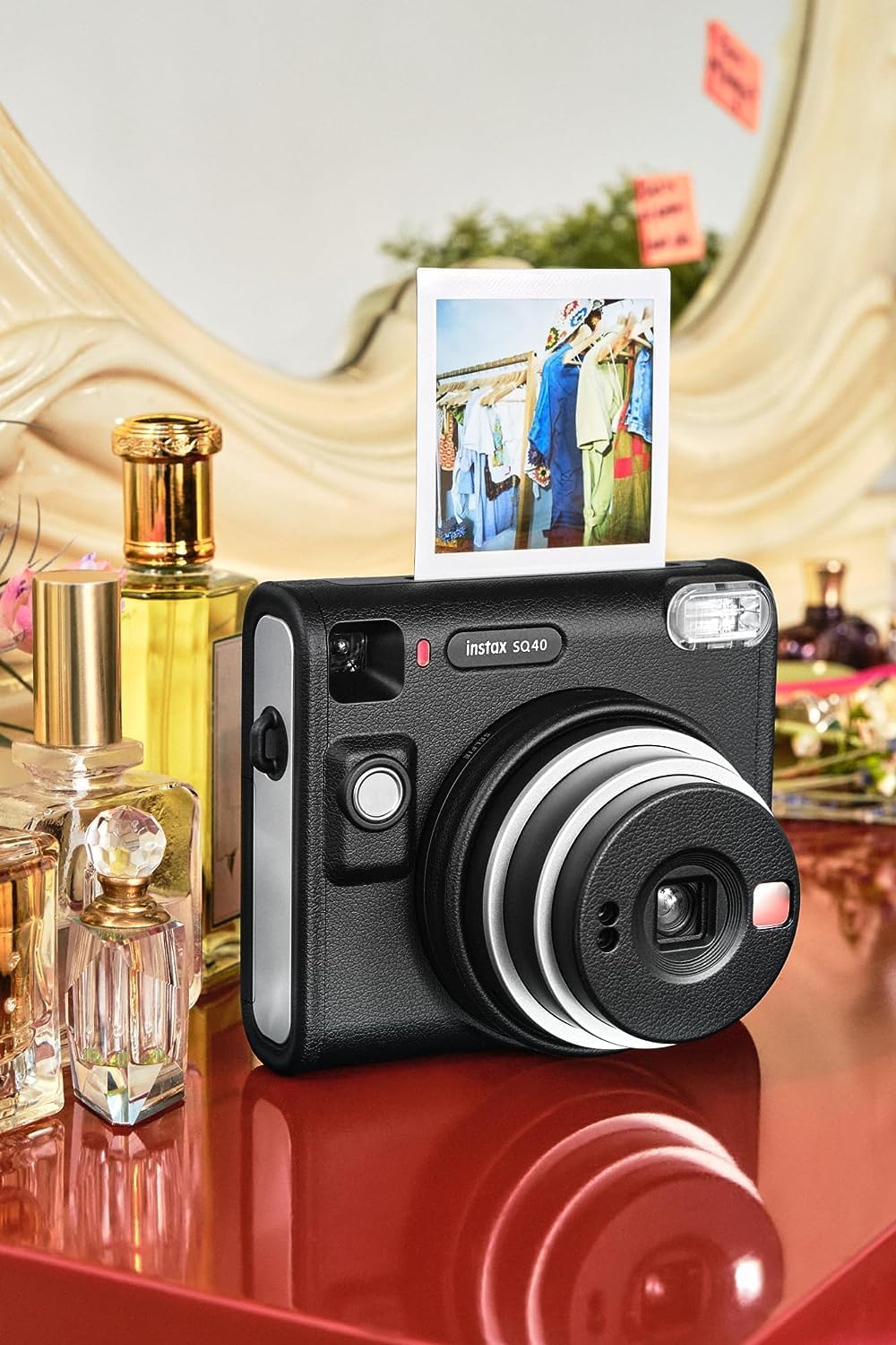 Fujifilm Instax Square SQ40 Instant Camera Vintage Black Bundle with Fuji Instax Film Value Pack (20 Exposures) + Carrying Case + Cleaning Cloth