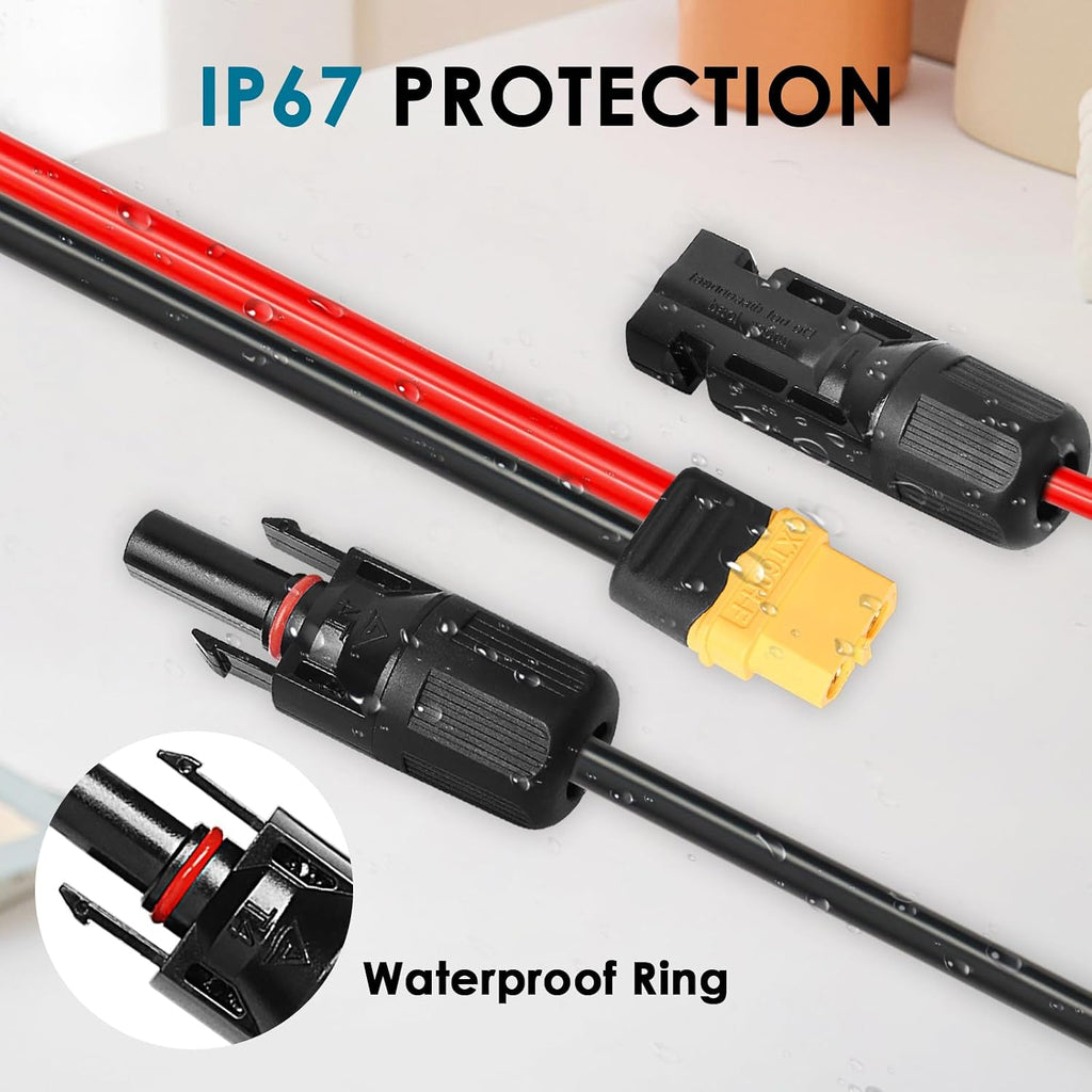 MOOKEERF Solar to XT60 Charge Extension Cable 100FT 12AWG XT60 Solar Cable for Portable Power Station Battery Pack