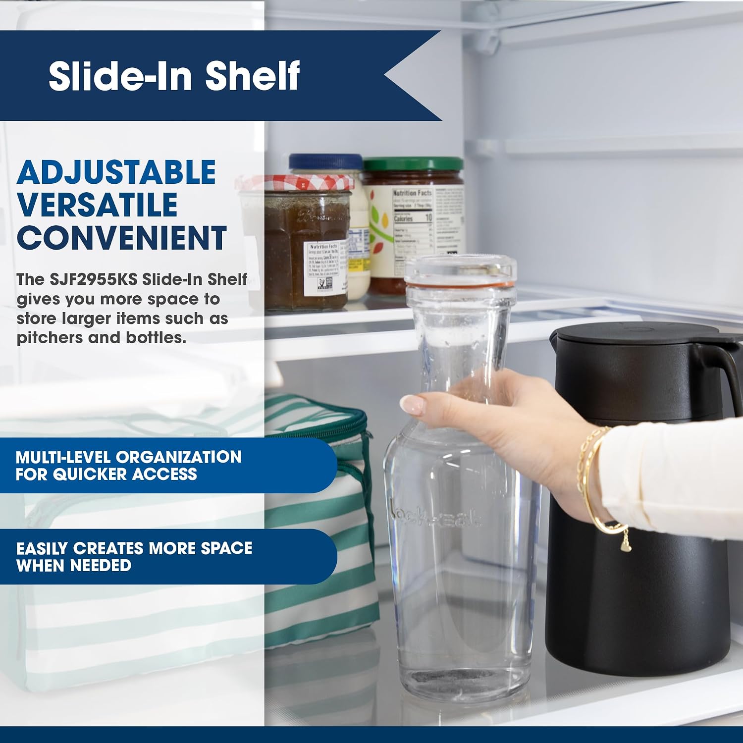 Sharp SJF2955KS 28.9 cu. ft., 3-door French Door Refrigerator, Ice/Water Dispenser, Advanced Cooling Plus System, Chill-Boost & Freezer-Boost, Automatic Dual Ice Maker Garage Ready, Stainless Steel