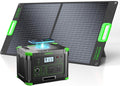 500W Solar Generator with 100W Foldable Solar Panel, Portable Power Station 500W AC Outlet, MC-4 Solar Battery Charger for Home Emergency, Camping, Road Trip, Van