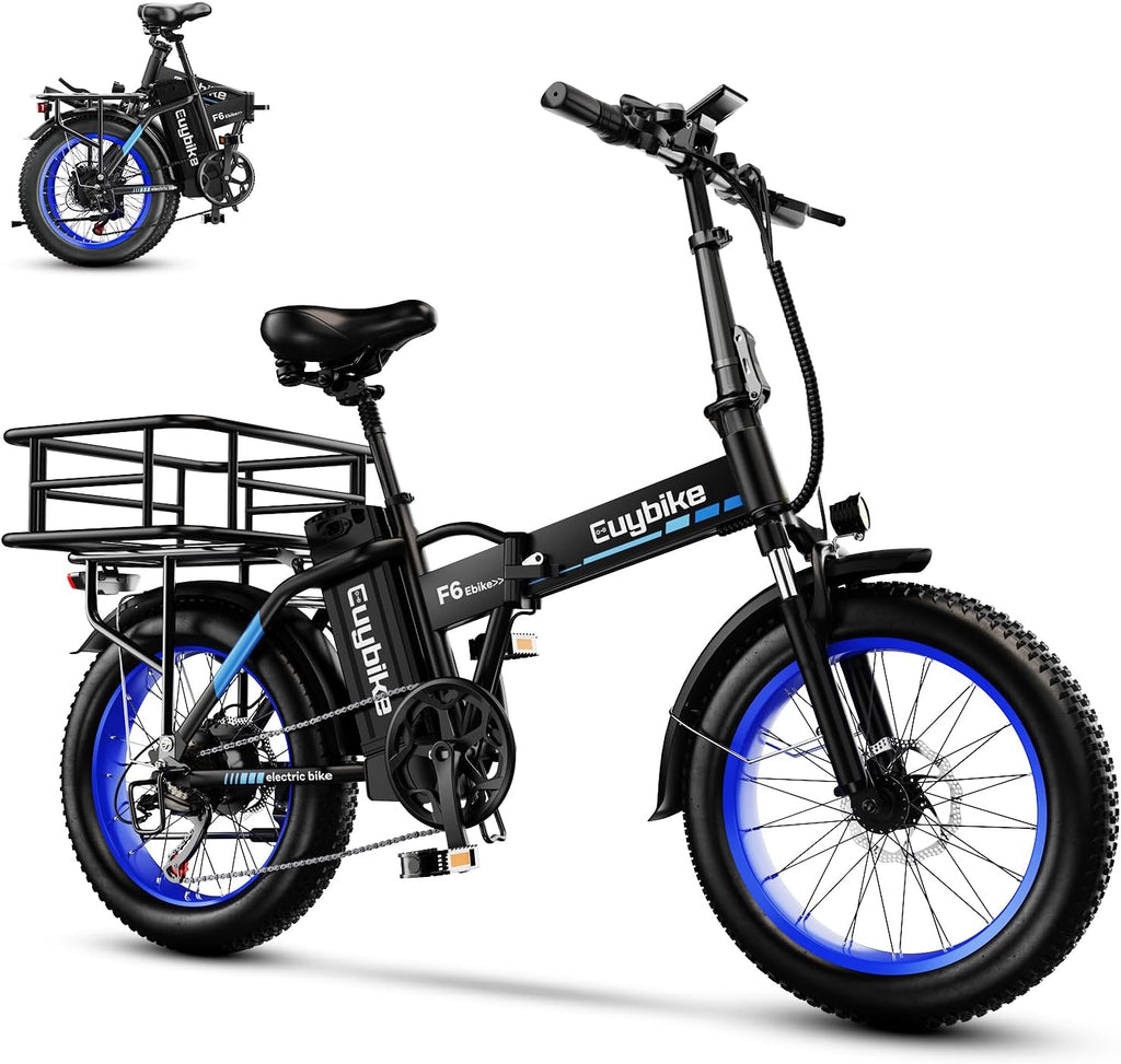 Foldable Electric Bike for Adults, 30+MPH, 48V 20Ah Removable Battery up to 80Miles, 20' Fat Tire Peak 1000W Motor Dirt Ebike Adult Electric Bicycle for City Commute Beach Mountain Adventurous E Bike
