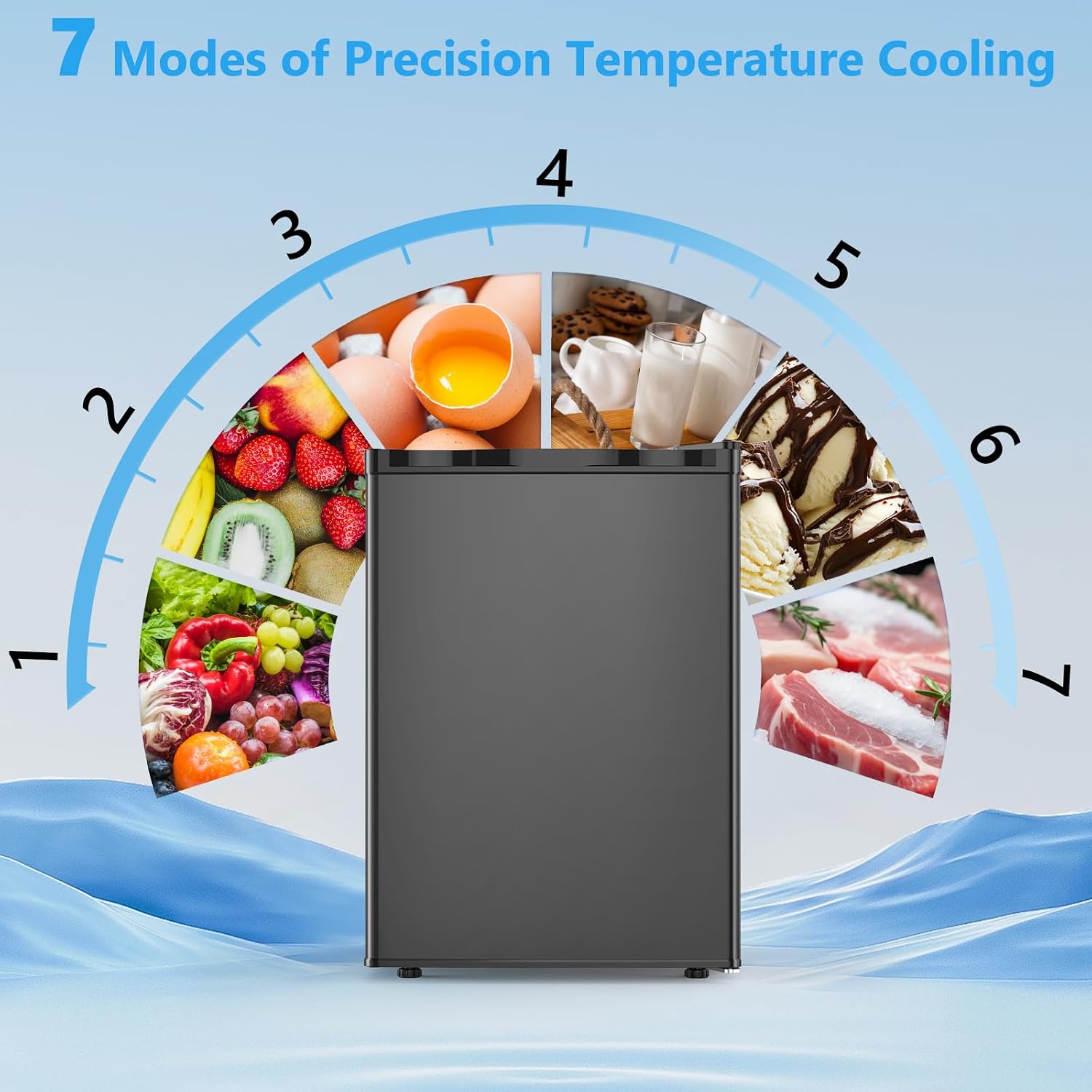 COWSAR 2.6 Cu.Ft Mini Fridge with Freezer, Single-Door Compact Refrigerator, 7 Settings Temperature Adjustable, 2 Removable Shelves, Commercial Small fridge for Bedroom, Office, Kitchen, Dorm, Black