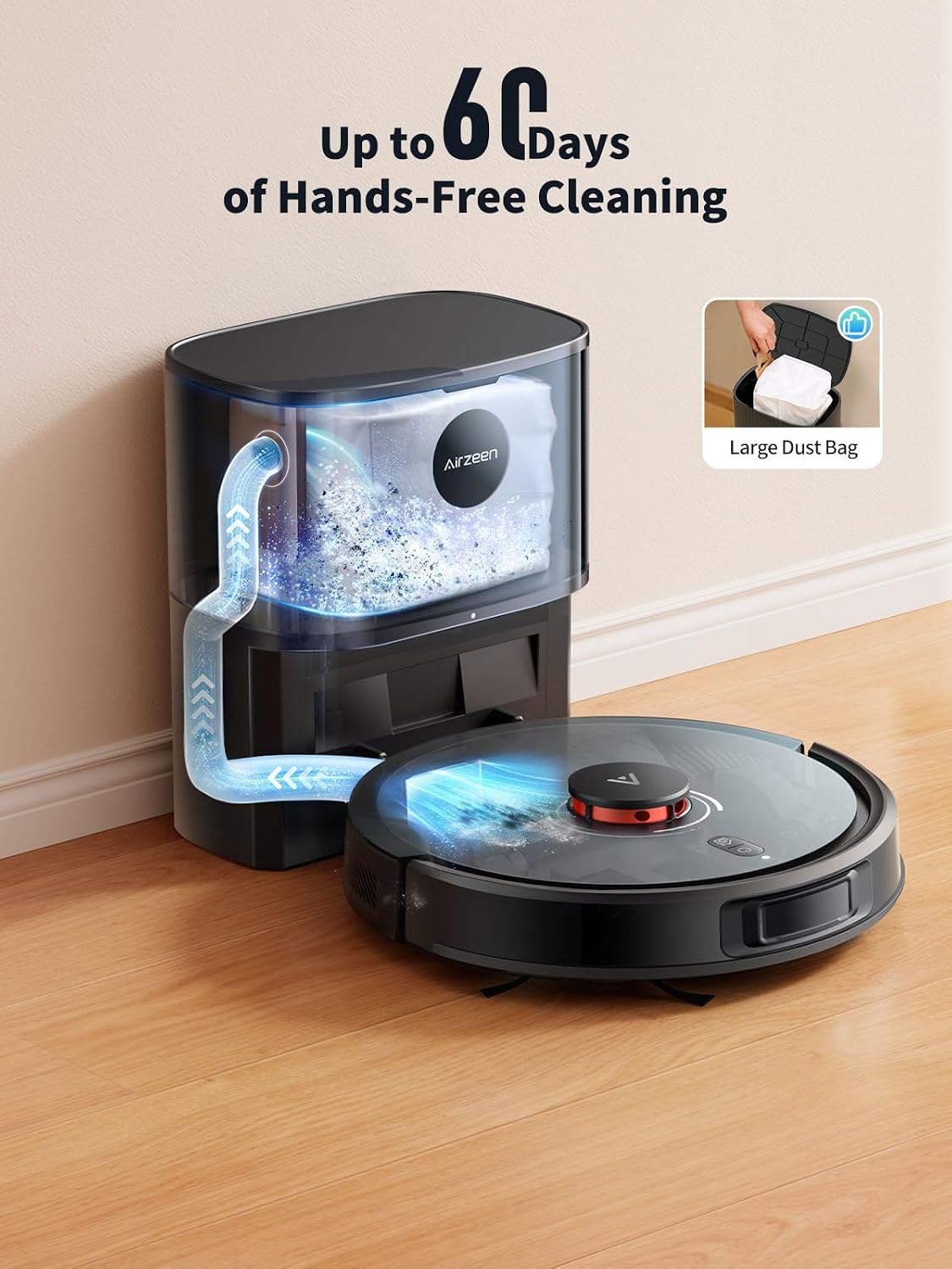 Robot Vacuum and Mop, 5000Pa Suction Self-Emptying Robot Vacuum Cleaner, Laser Navigator with Smart Mapping Robotic Vacuums, Schedule,150Mins Runtime, App Alexa Control for Carpet/Pet Hair,Q10 pro