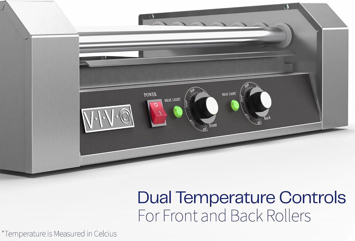 VIVO Electric 18 Hot Dog 7 Roller Grill Warmer, Stainless Steel, Commercial and Household 900W Machine, HOTDG-V007