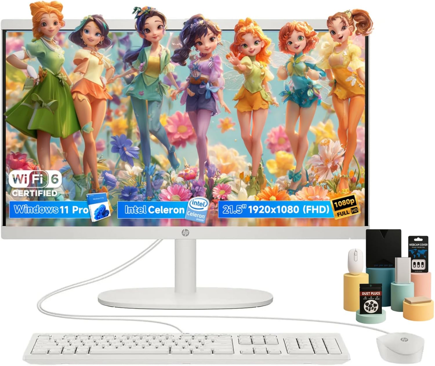 HP 21.5' All-in-One Desktop Computer - FHD Anti-Glare Display, Intel Celeron J4025 Processor, Windows 11 Pro, Wi-Fi 6 (32GB RAM, 1TB SSD)