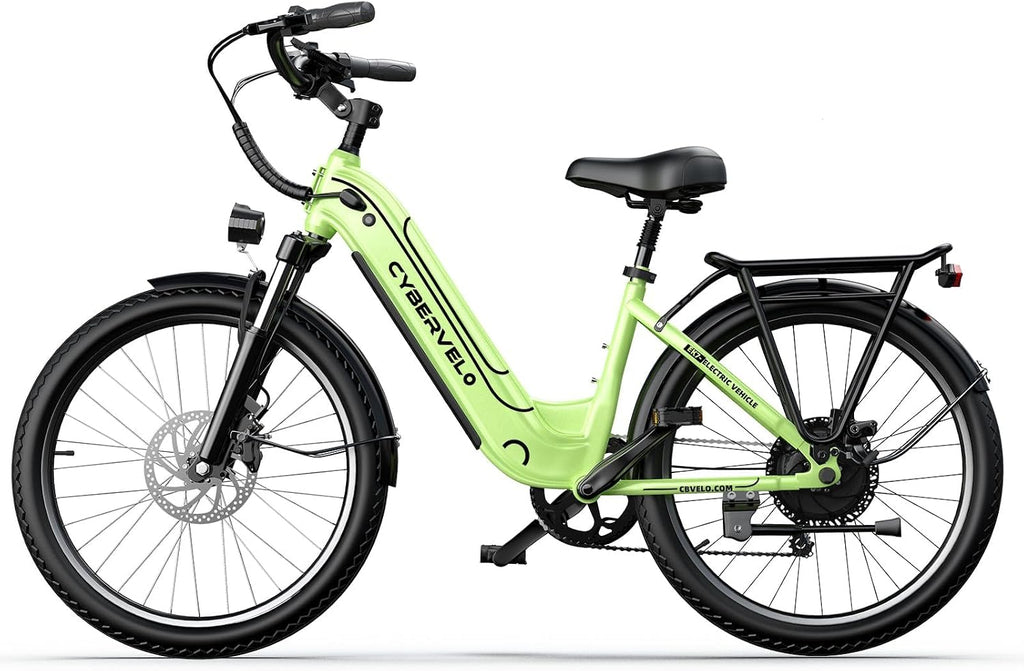 Cybervelo 750W Peak Electric Bike for Adults,up 80 Miles 25AH Removable Battery Ebike, 26' Electric E Bike with 7-Speed,Adult Electric Bicycles for Commute Beach Snow Man Womens All Terrain