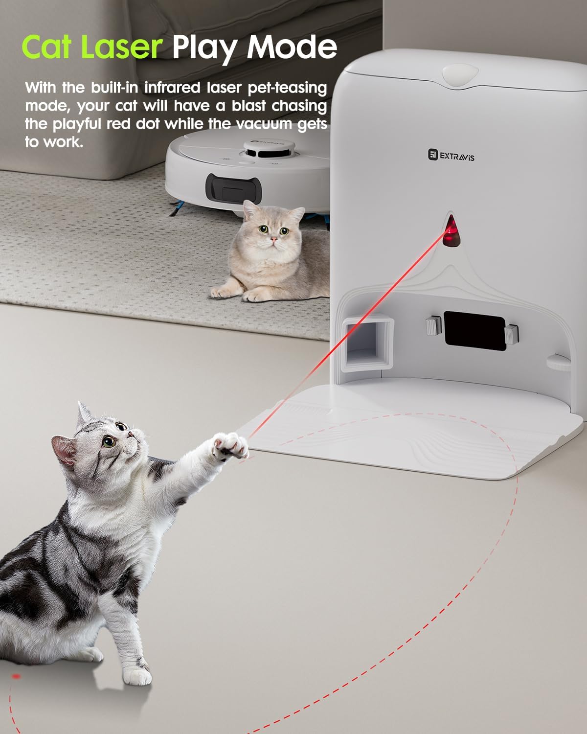 V5 Robot Vacuum and Mop, Self-Emptying Robotic Vacuum Cleaner, 8500Pa Suction, Pet Hair Tangle Cutter, Laser Navigation, Cat Laser, Carpet Detection, Ideal for Hard Floor, Tile, and Carpet