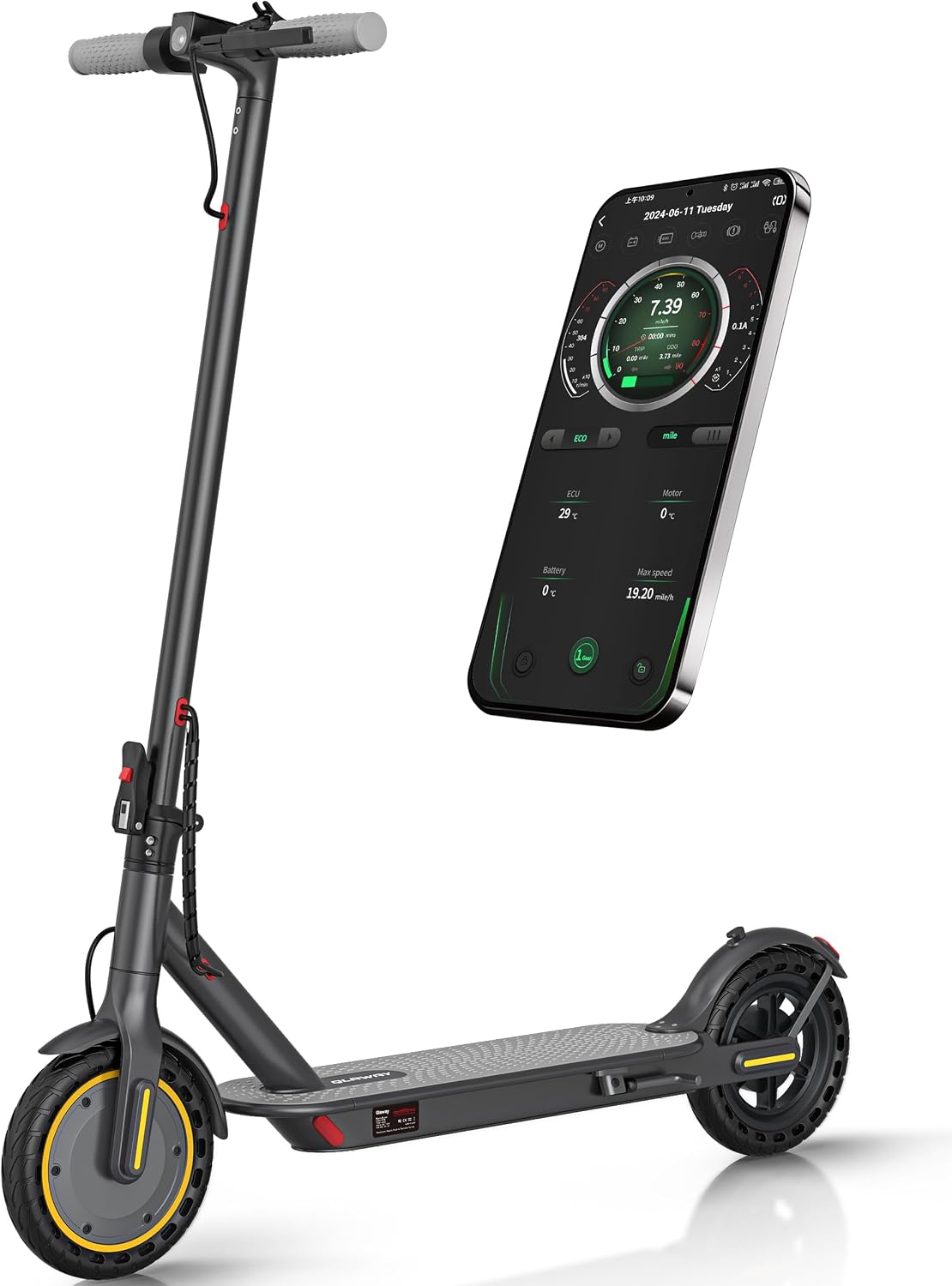 Qlaway Electric Scooter for Adults, 350W/500W Motor, 16-22 Miles Range, 8.5'/10' Solid Tires, Dual Braking & Suspension, Folding Portable Commuting E-Scooter with App