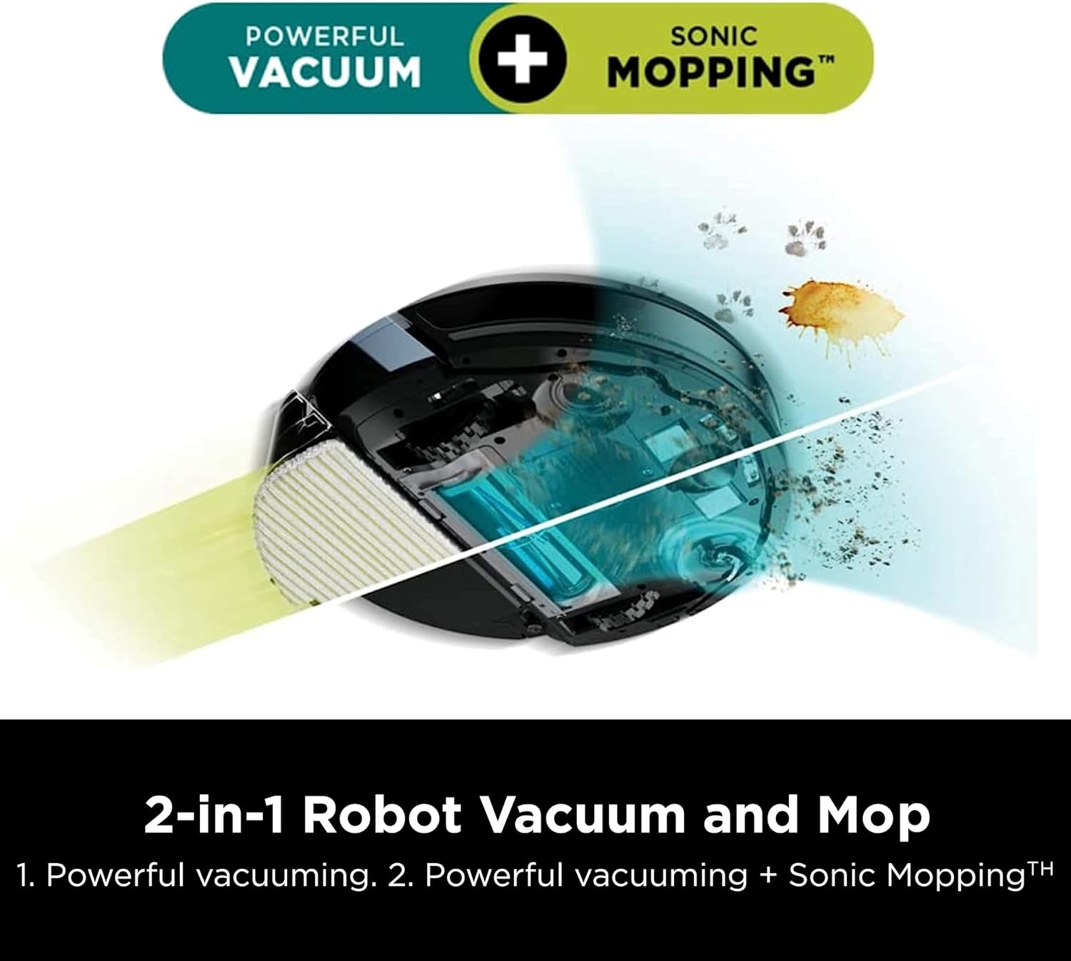 Shark AI Ultra 2-in-1 Robot Vacuum & Mop with Sonic Mopping, Matrix Clean, Home Mapping, HEPA Bagless Self Empty Base and 2 Microfiber Mopping Pads (Renewed), Black/Gold