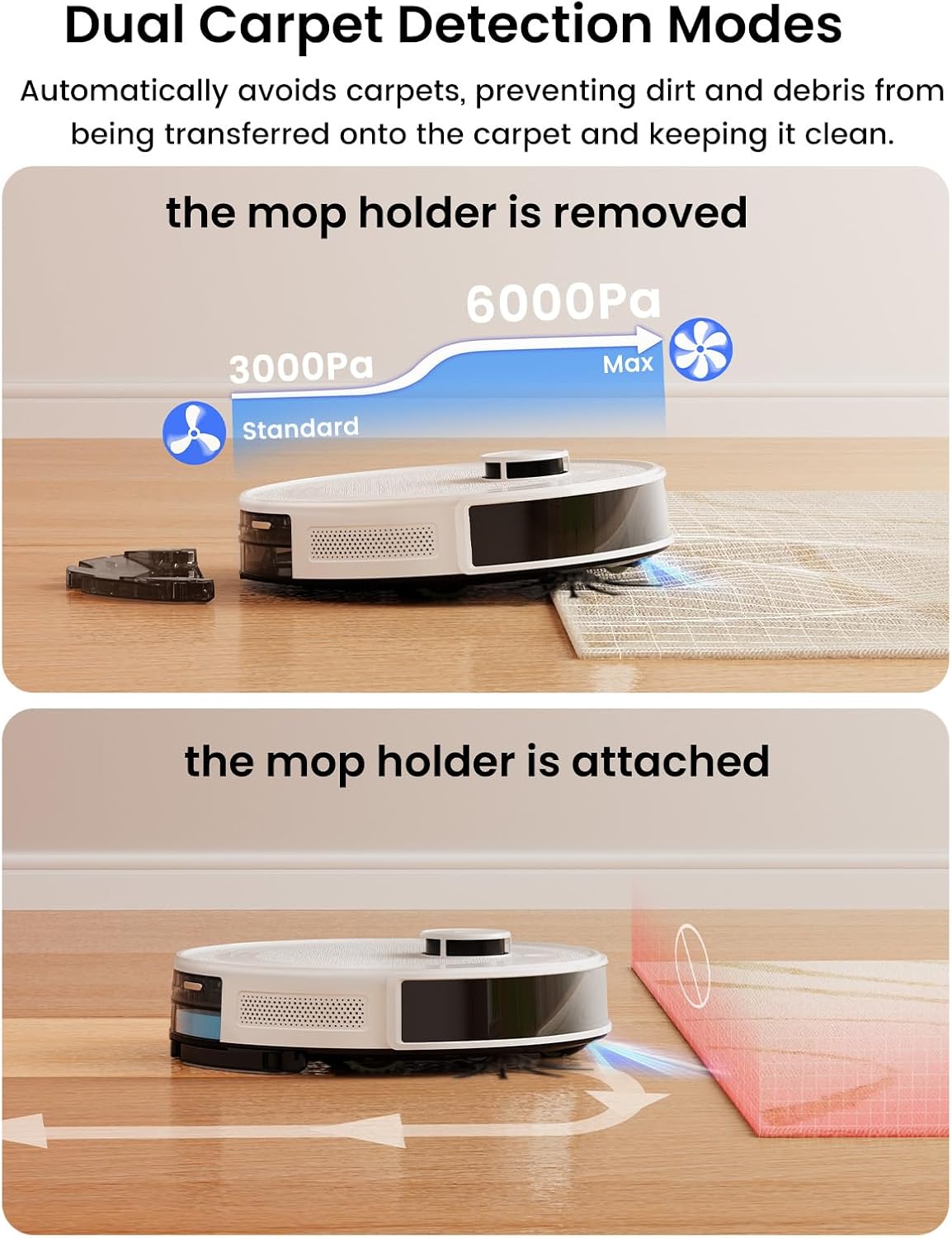 Lefant LiDAR Robot Vacuum and Mop,75-Day Self-Emptying,6000Pa Powerful Suction,Customized Cleaning,Home Mapping, 140 Min Runtime, Roller Brush for Carpet,2.4G/5G WiFi/Alexa/APP/iWatch,M2 Plus