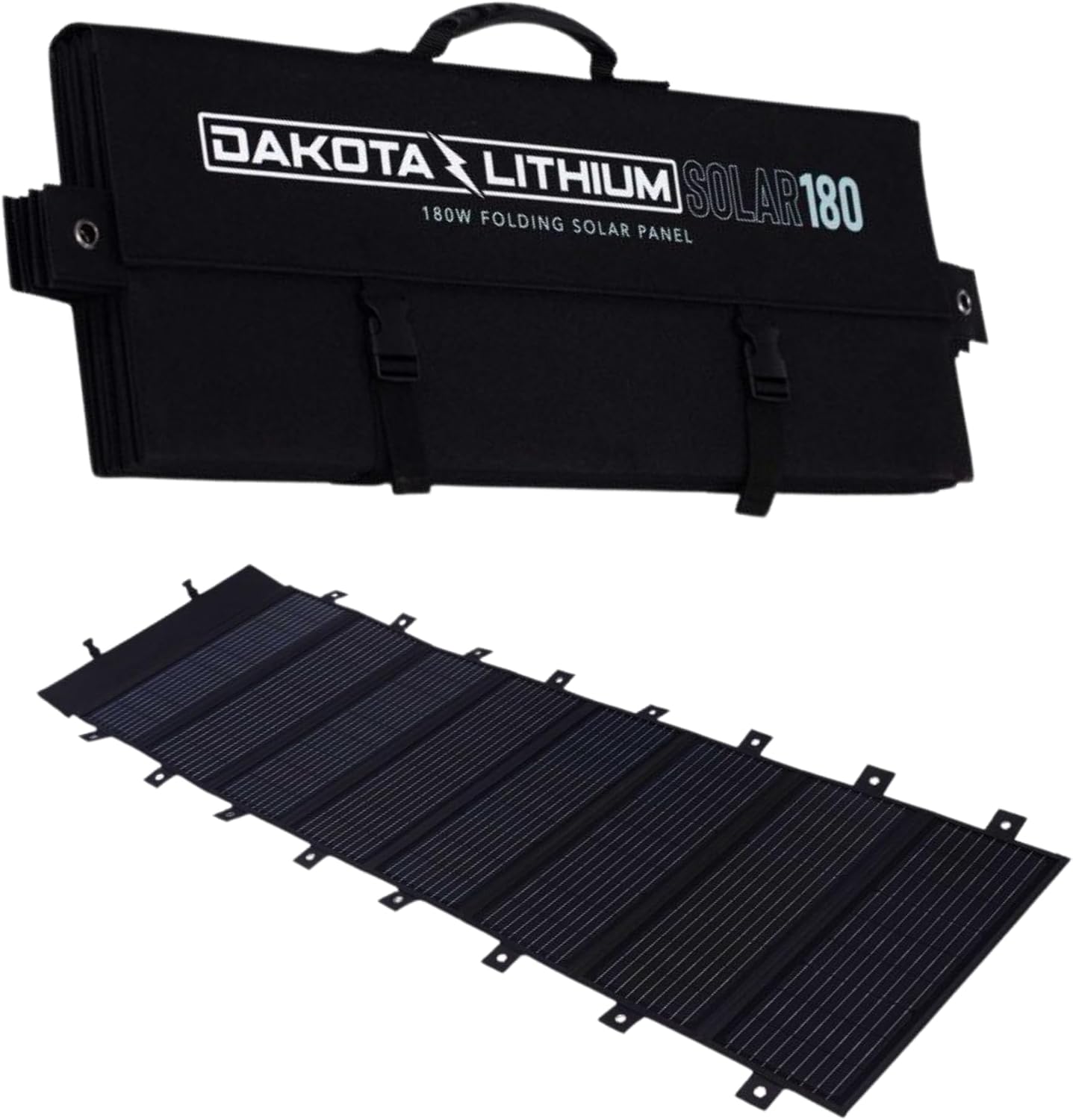 Dakota Lithium - 180W Folding Solar Panel - Waterproof, Weatherproof, Shatterproof Monocrystalline Portable Solar Panels - Stand and Military Spec Nylon Protective Case Included - 1 Set