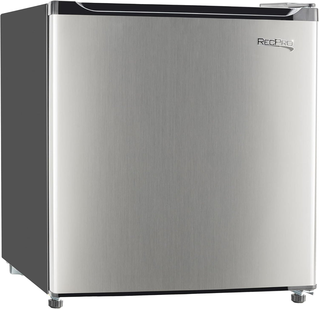 RecPro 1.7 Cu Ft 12V RV Refrigerator | Compact Fridge with Reversible Door, 2L Bottle Door Storage, 7 Temp Settings | Eco-Friendly R600A, Leveling Feet, Wire Shelf | 19.5'H x 17.5'W x 19.8'D