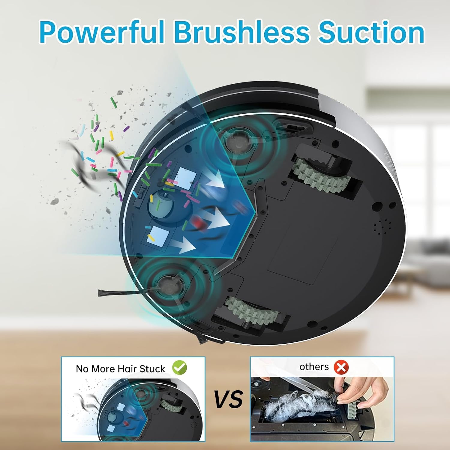 OKP Life Robot Vacuum Cleaner with 2500Pa Strong Suction, 120mins Runtime, Self-Charging, Compatible with Alexa/WiFi/App, 500ML Dustbin, Ideal for Pet Hair, Hard Floors, Low Pile Carpet
