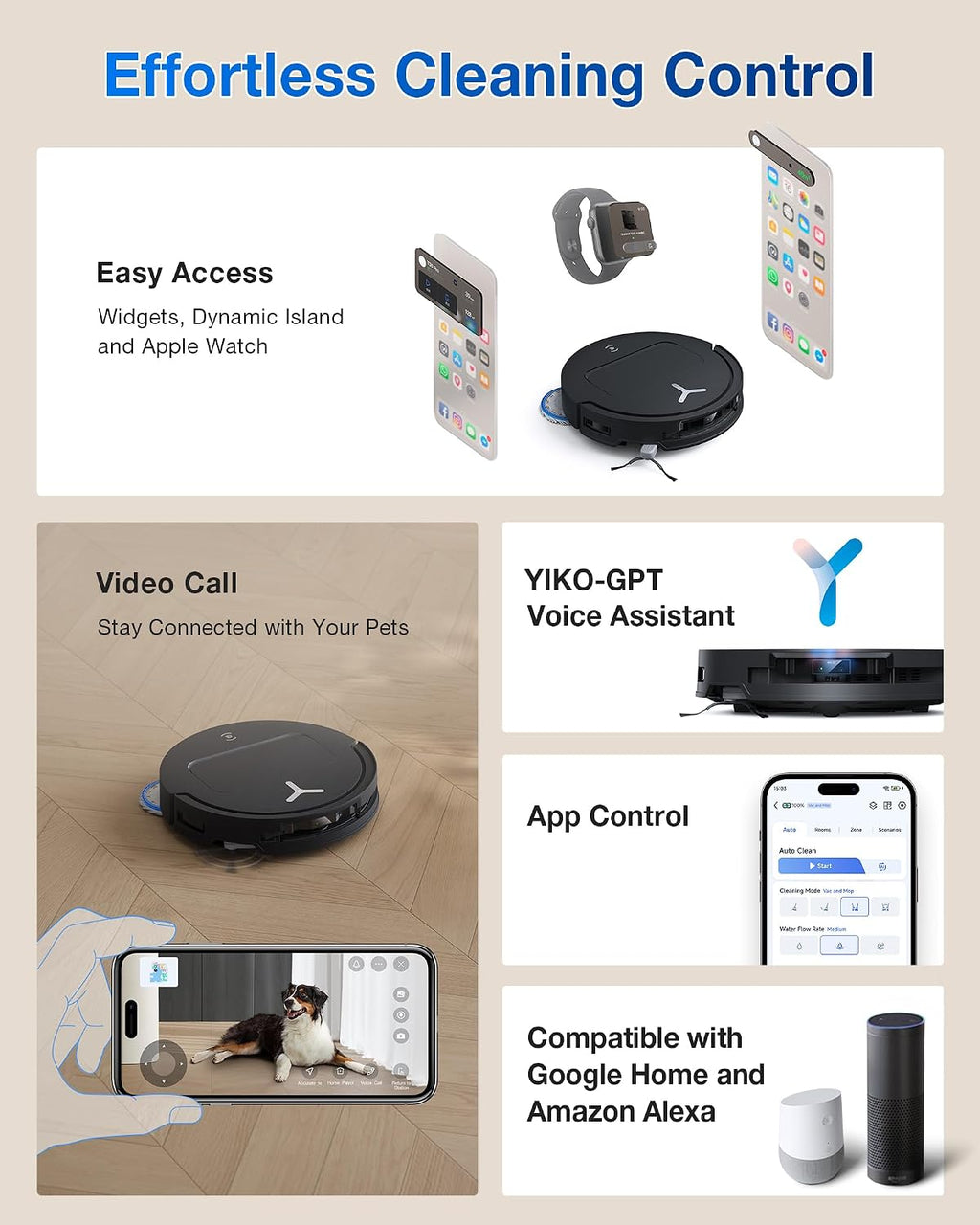 ECOVACS DEEBOT T50 Omni Robot Vacuum and Mop, 3.19' Ultra-Slim, 15,000Pa Suction, ZeroTangle 2.0, TruEdge Edge Cleaning, AIVI 3D Obstacle Avoidance, Auto Mop Wash & Dry, Self-Emptying