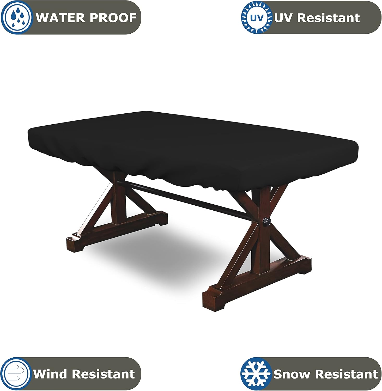 Covers & all Poker Table Cover 12 Oz Waterproof - 100% Weather Resistant Outdoor Game Table Cover with Elastic at 4 Sides (100' W x 48' D x 8' H Inches, Black)