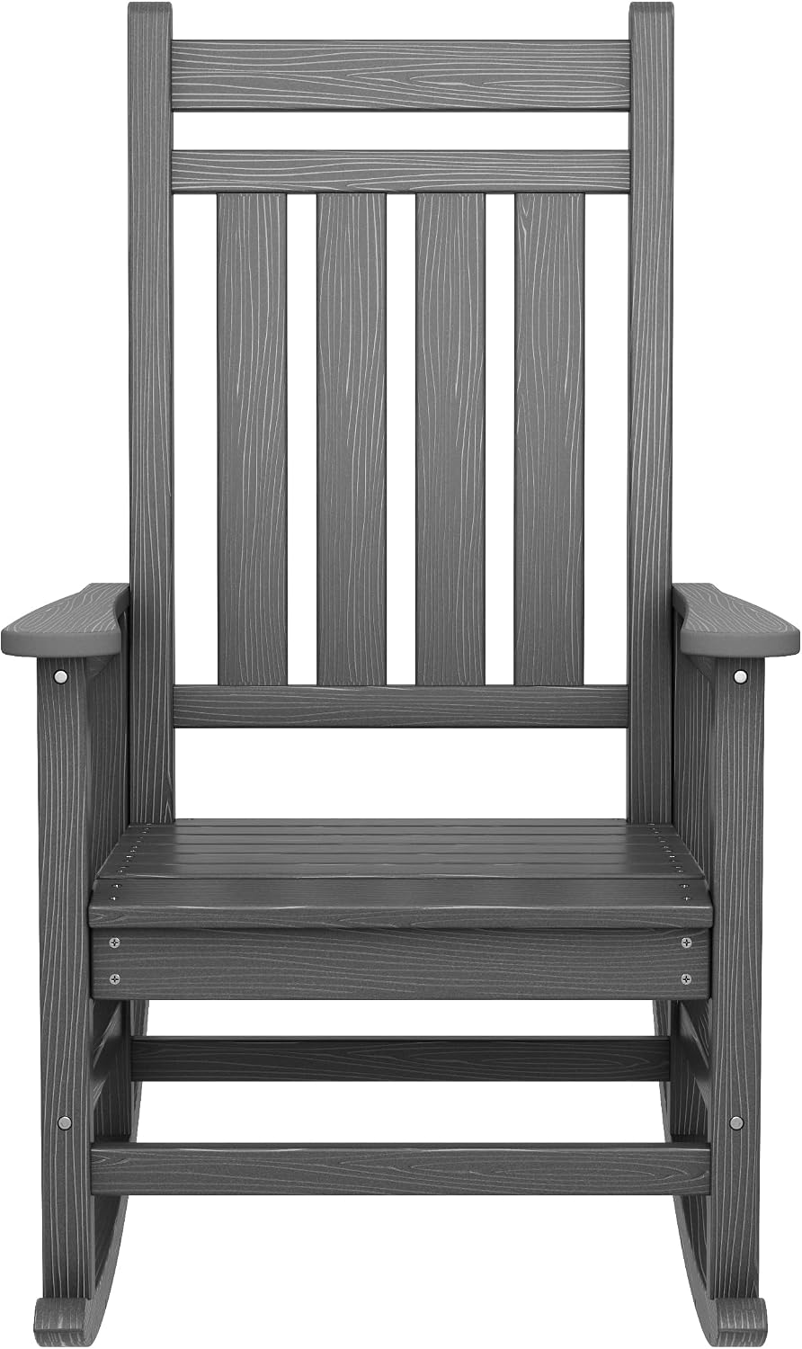 SERWALL Outdoor Rocking Chair Set of 2, HDPE Rocking Chairs for Adult, All Weather Porch Rockers for Lawn Garden, Grey
