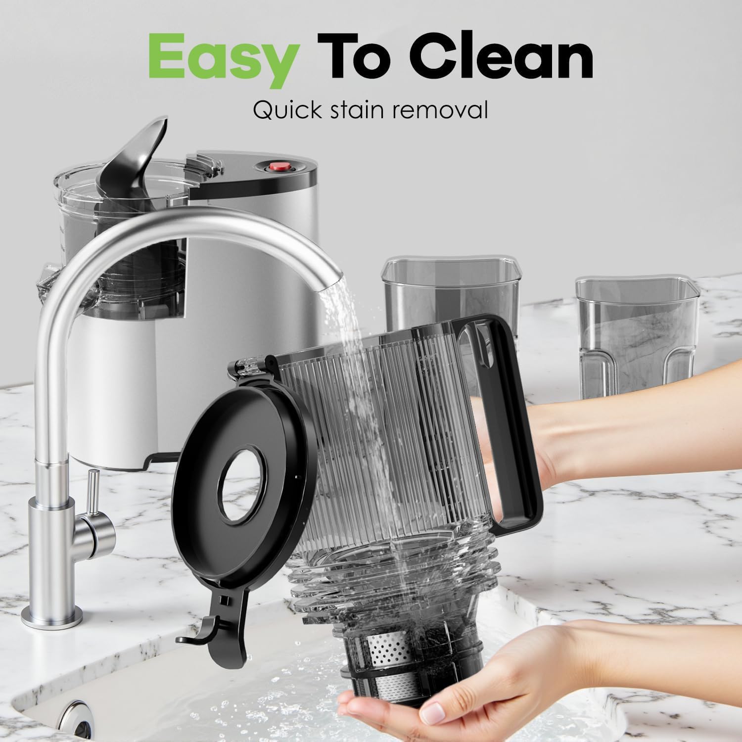 Cold Press Juicer, 5.3' Wide Feed Chute Juice Extractor Machine with 400W, High Juice Yield, Slow Masticating Juicer for Whole Vegetables & Fruits, Metallic Silver