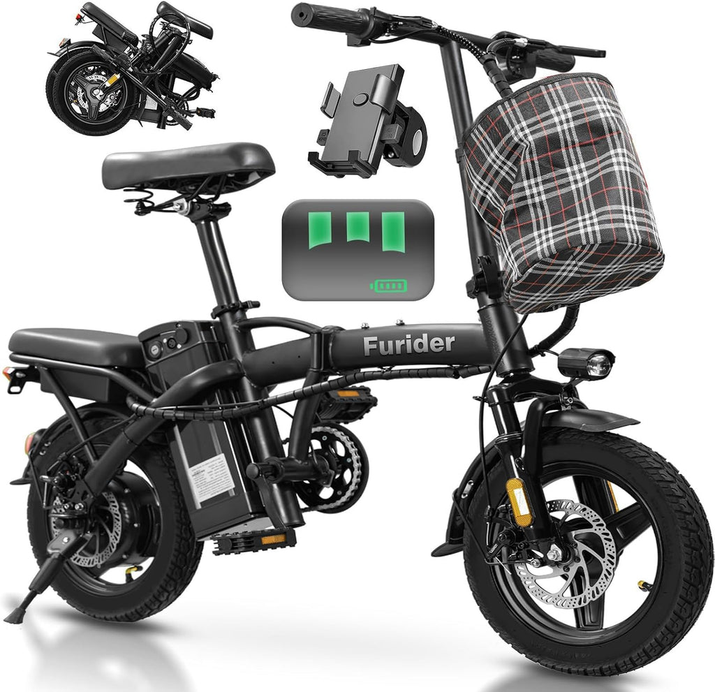 Electric Bike for Adults Teens, Commuter City Folding ebike with 560W Motor and 48V Battery, 24MPH 3 Level Pedals Assist, Dual Disc Brakes,14' Compact Foldable Electric Bicycle with UL 2849 Certified