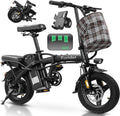 Electric Bike for Adults Teens, Commuter City Folding ebike with 560W Motor and 48V Battery, 24MPH 3 Level Pedals Assist, Dual Disc Brakes,14' Compact Foldable Electric Bicycle with UL 2849 Certified